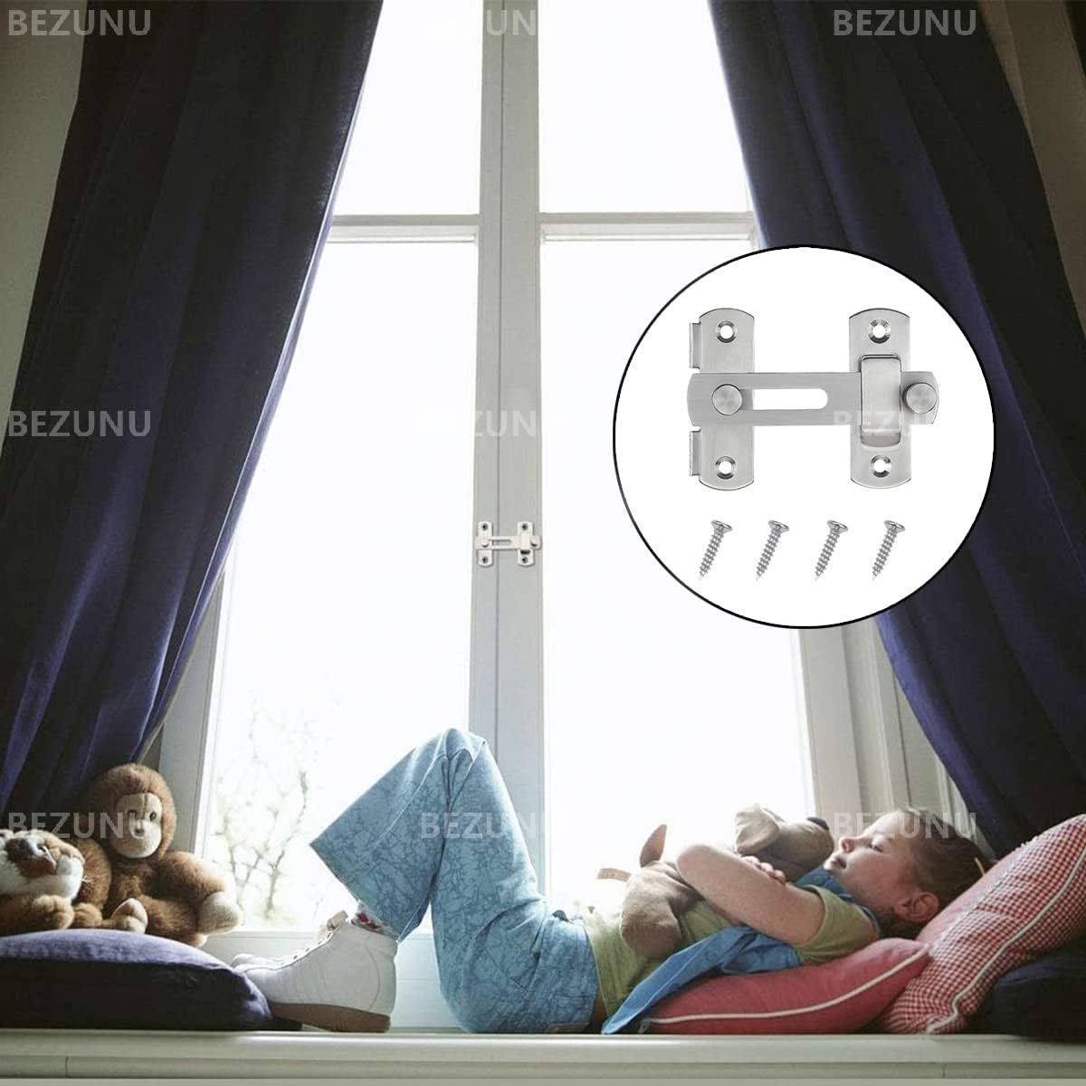 Flip Door Latch, 4 Inch Stainless Steel Barn Sliding Safety Door Bolt Latch for Indoor and Outdoor Use (Silver) image number 5