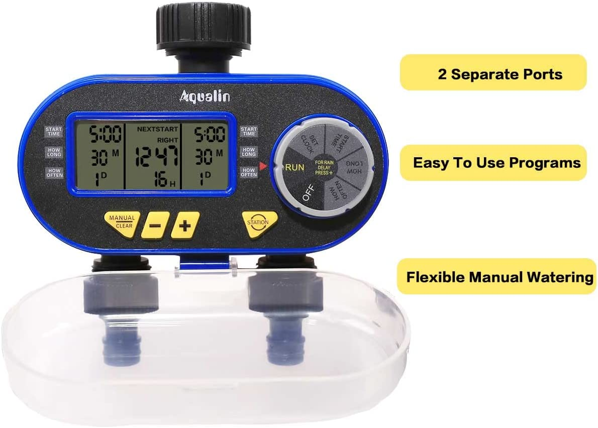 2 Outlet Water Tap Automatic Hose Timer Digital LCD Screen Lawn Irrigation Controller