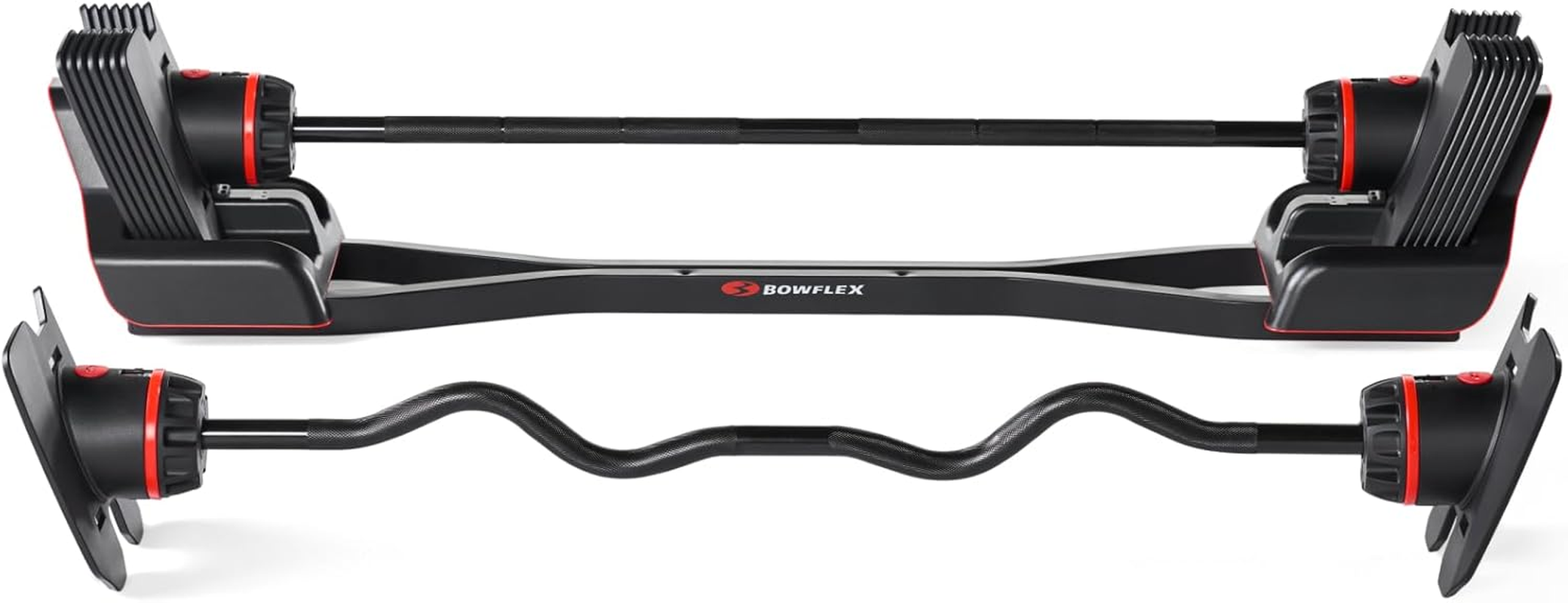 Bowflex Selecttech 2080 Adjustable Barbell and Curl Bar, 9-36 Kg, Black/Red