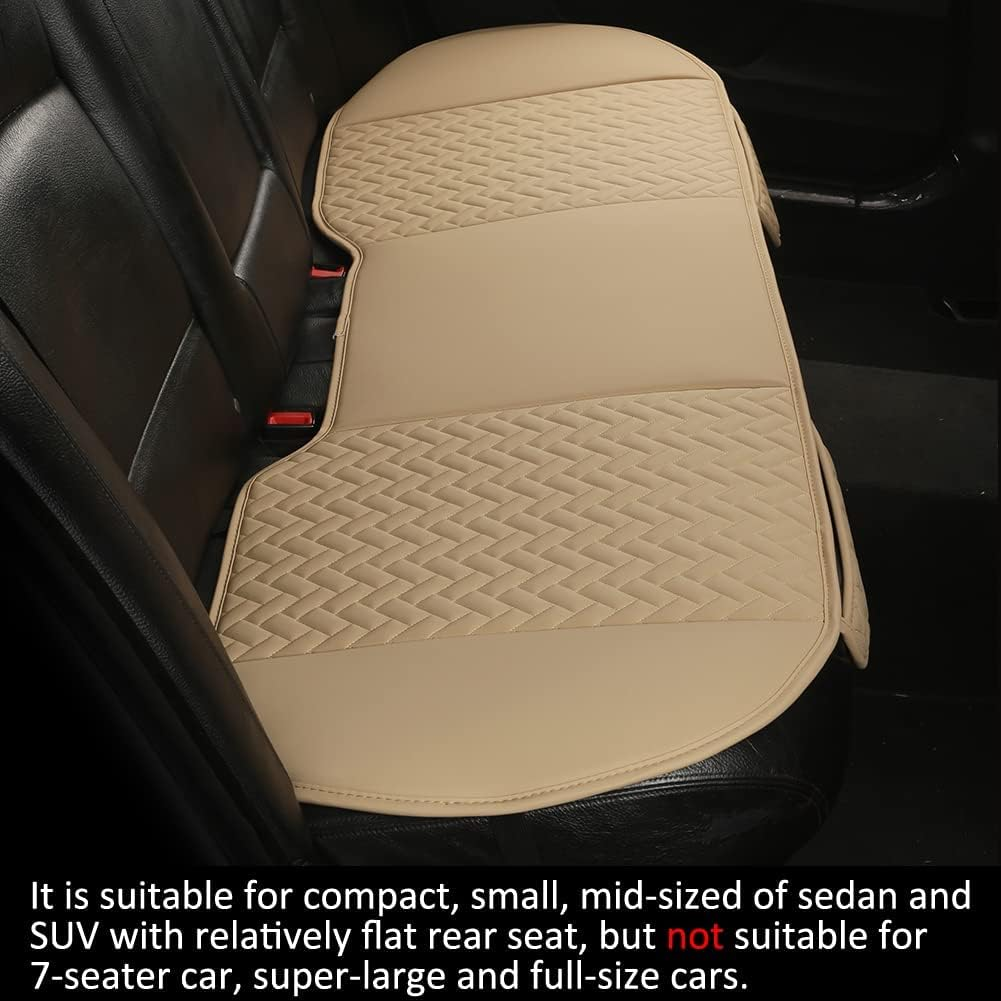 West Llama Full Set Car Seat Covers for Front and Rear Bottom Seats Only, Luxury PU Leather Car Seat Pads Protectors Waterproof and Wear-Resistant,Beige image number 7