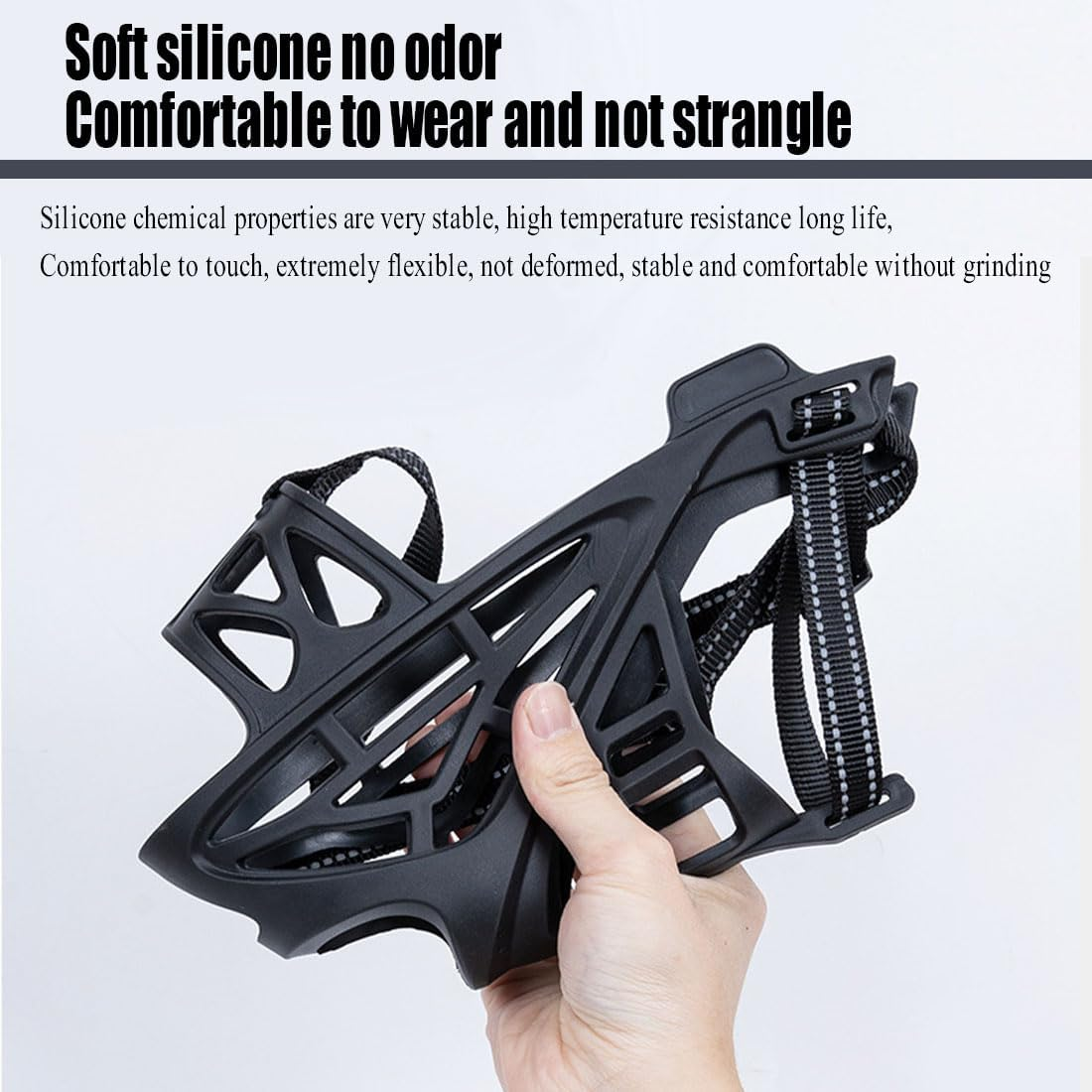 Dog Muzzle, Soft and Comfortable, Breathable Basket Muzzles,Chewing and Scavenging,Perfect for Grooming and Training Medium, Black (L) image number 1