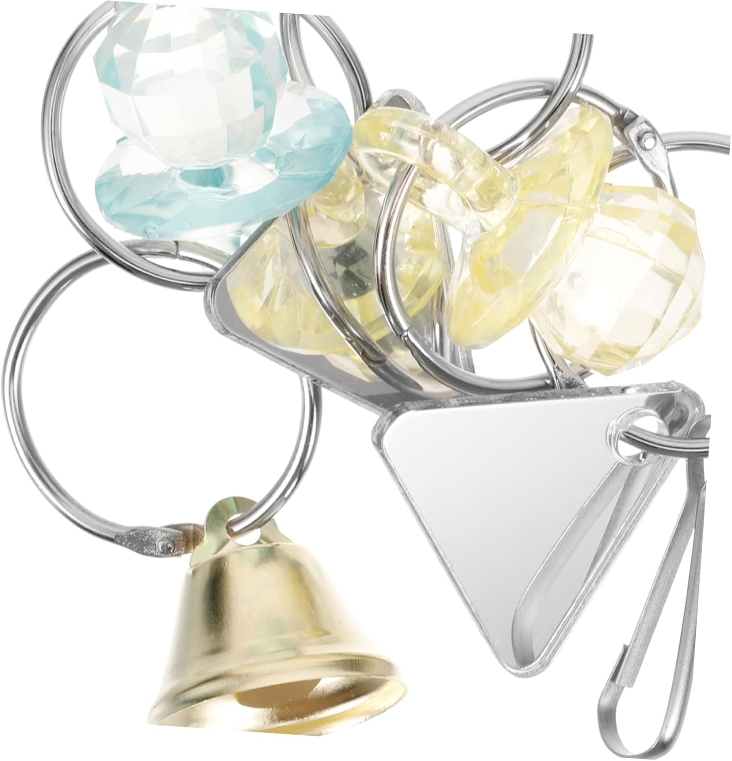 YARNOW Hanging Bird Mirror with Bell for Parakeets and Cockatiels Cage Accessory with Hook Multifunctional Fun Parrot to Encourage Play and Relaxation Random Color image number 1