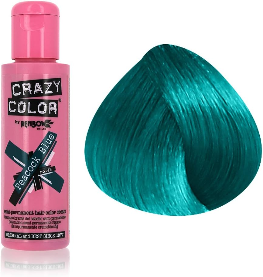 Crazy Color Semi Permanent Hair Colour, 045 Peacock Blue, 100 Ml image number 6