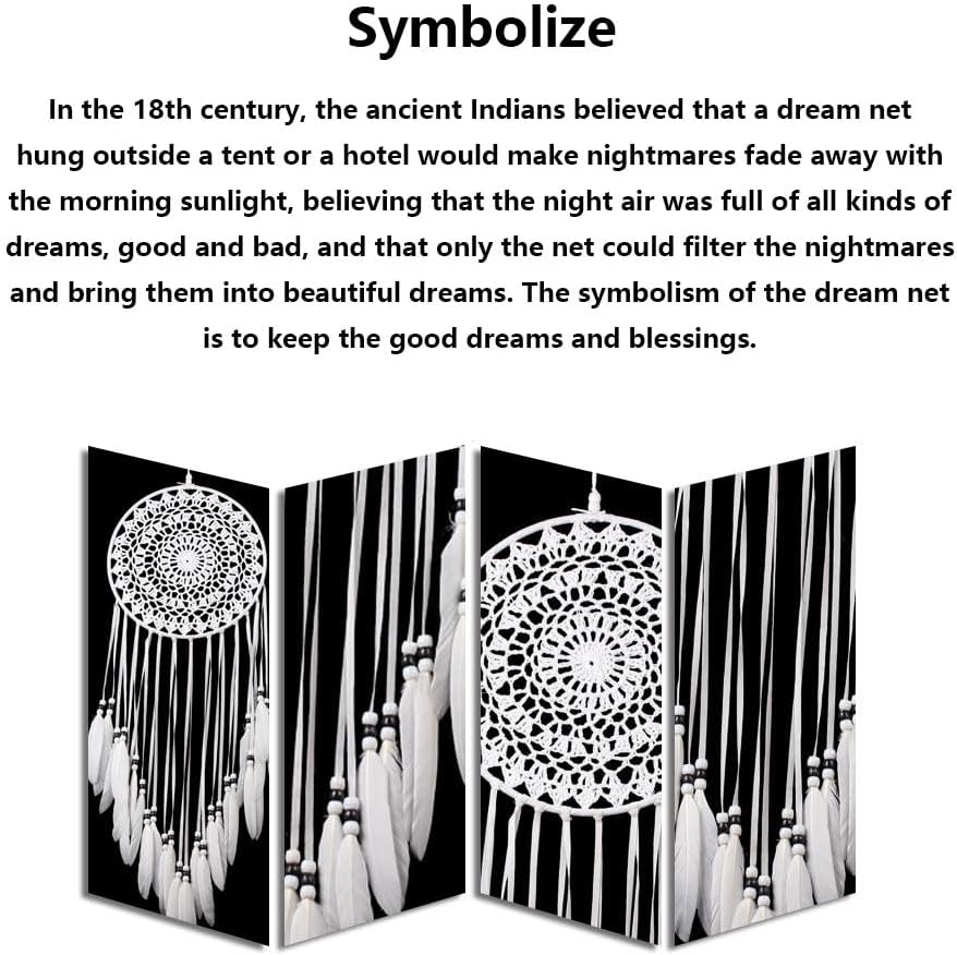 White Dream Catcher, Handmade Woven Dreamcatcher Art Ornament with Feather Tassels, Wall Hanging Dream Catcher for Bedroom Wedding Decoration image number 6