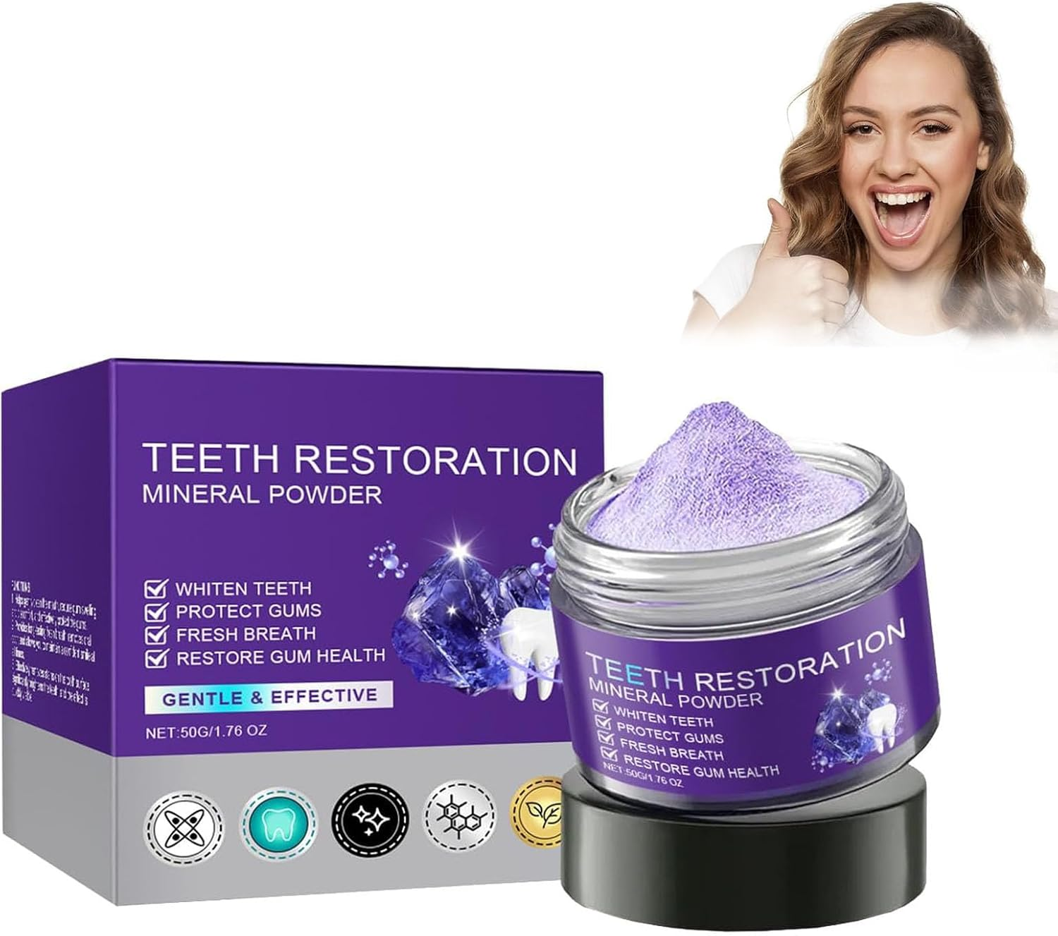 Odalit Teethrestoration Mineral Powder, New Teeth Restoration Mineral Powder Purple, Mineraltoothpowder, Teeth Restoration Mineralpowder Hydroxyapatite, Freshen Breath (1Pc)