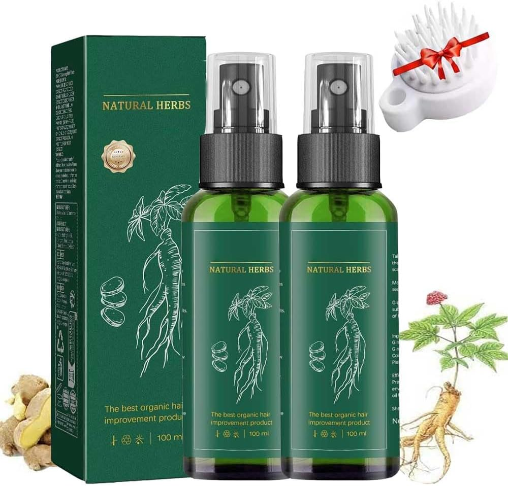 Red Ginseng Hair Growth Spray,Hair Growth Spray Natural Herbs Ginseng,Ginger Spray Serum for Women & Men (2Pcs)