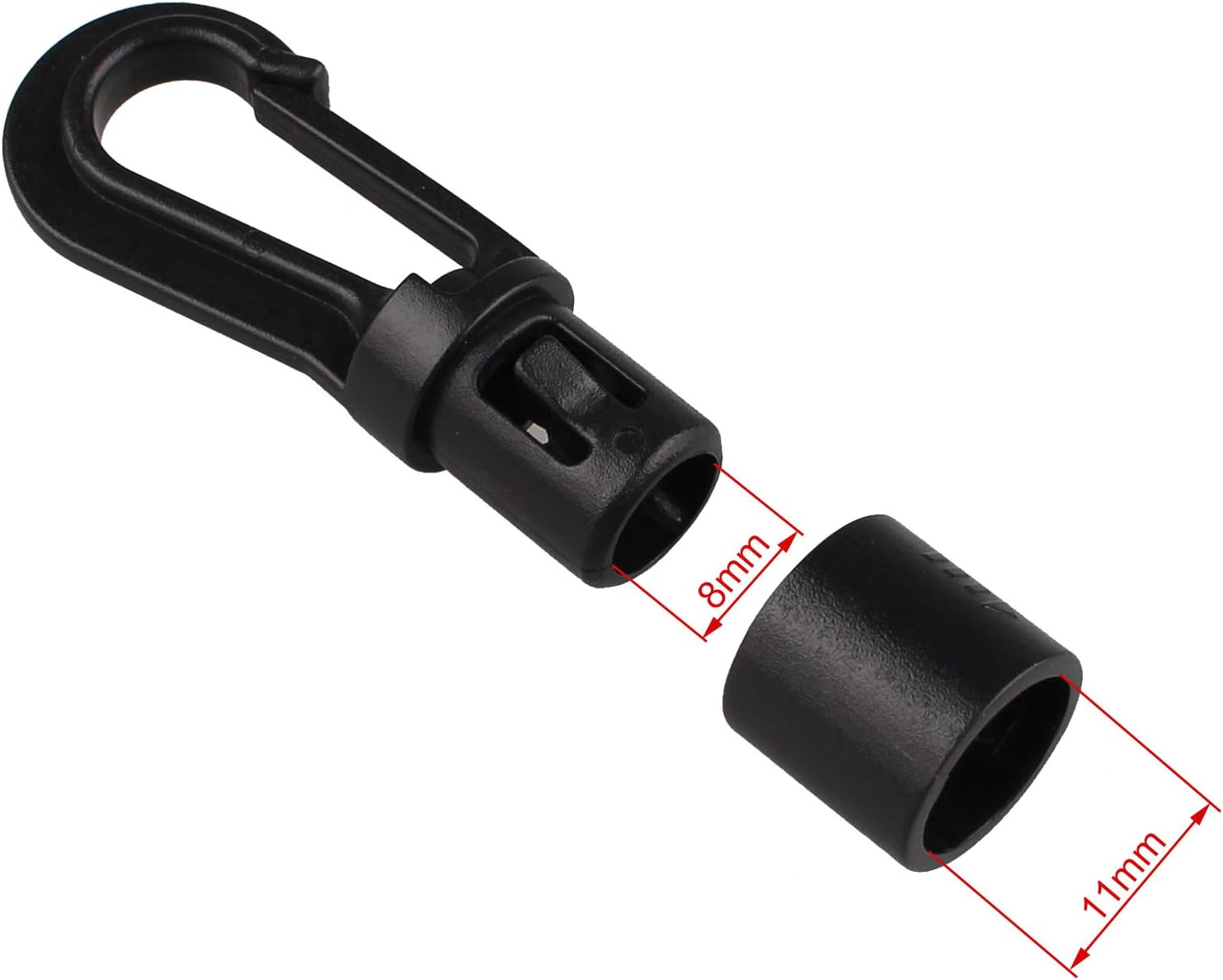 Futheda 20PCS 8Mm Shock Cord End Hook for Boat Kayak Canoe - Bungee Cord Hanging Terminal Ends - Plastic Lashing Hooks for DIY Elastic Stretch Cords 1/4 Inch