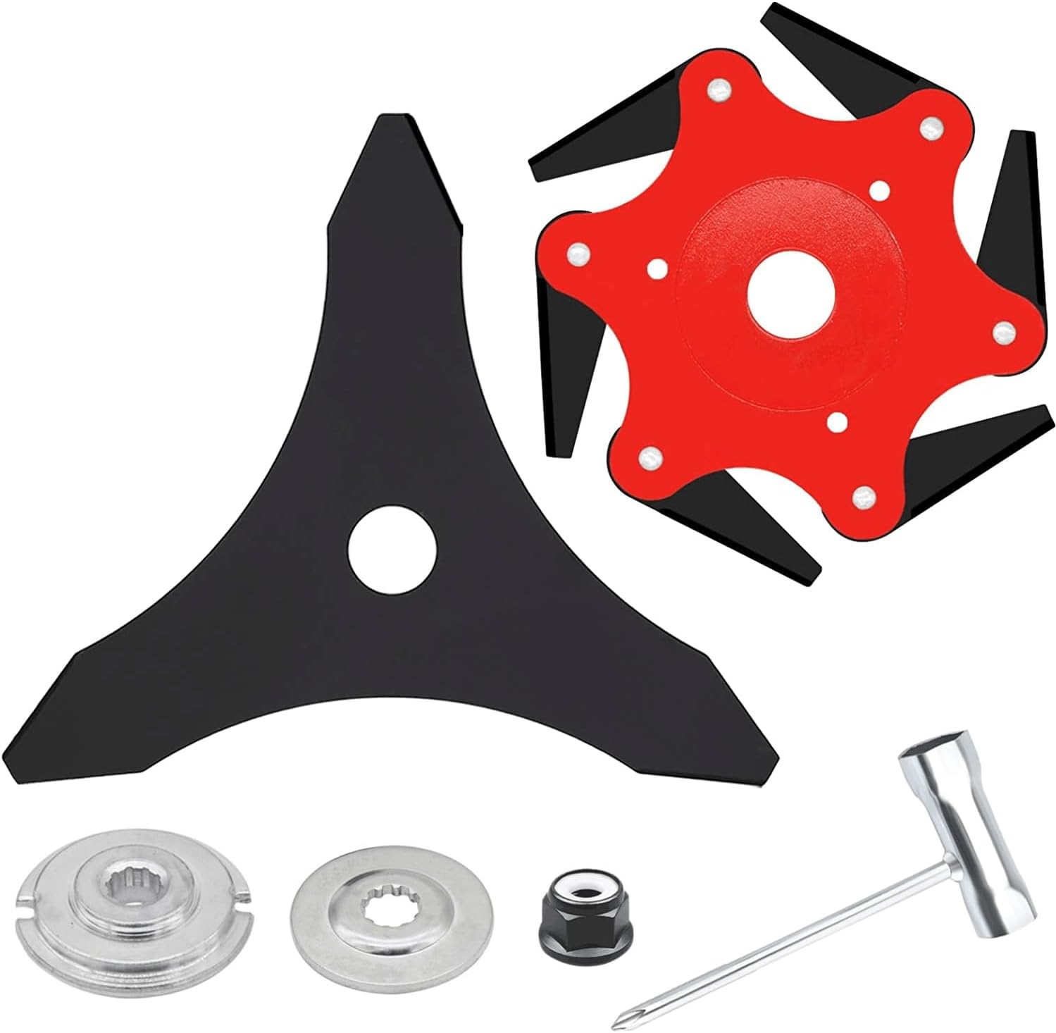 Tivddikun Brush Cutter Blades, 10 Inch 6 Steel Razors Trimmer Head & 3Teeth Weed Eater Blade with Adapter Kit for Brush Cutter, Trimmer and Weed Eater image number 5