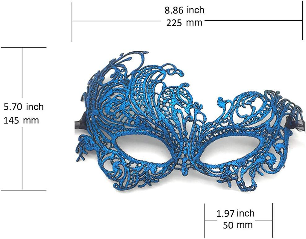Imapo Masquerade Mask for Women, Mardi Gras Lace Masks, Cosplay Venetian Party Prom Ball Christmas Halloween Eye Lady Masks - Phoenix (Blue)