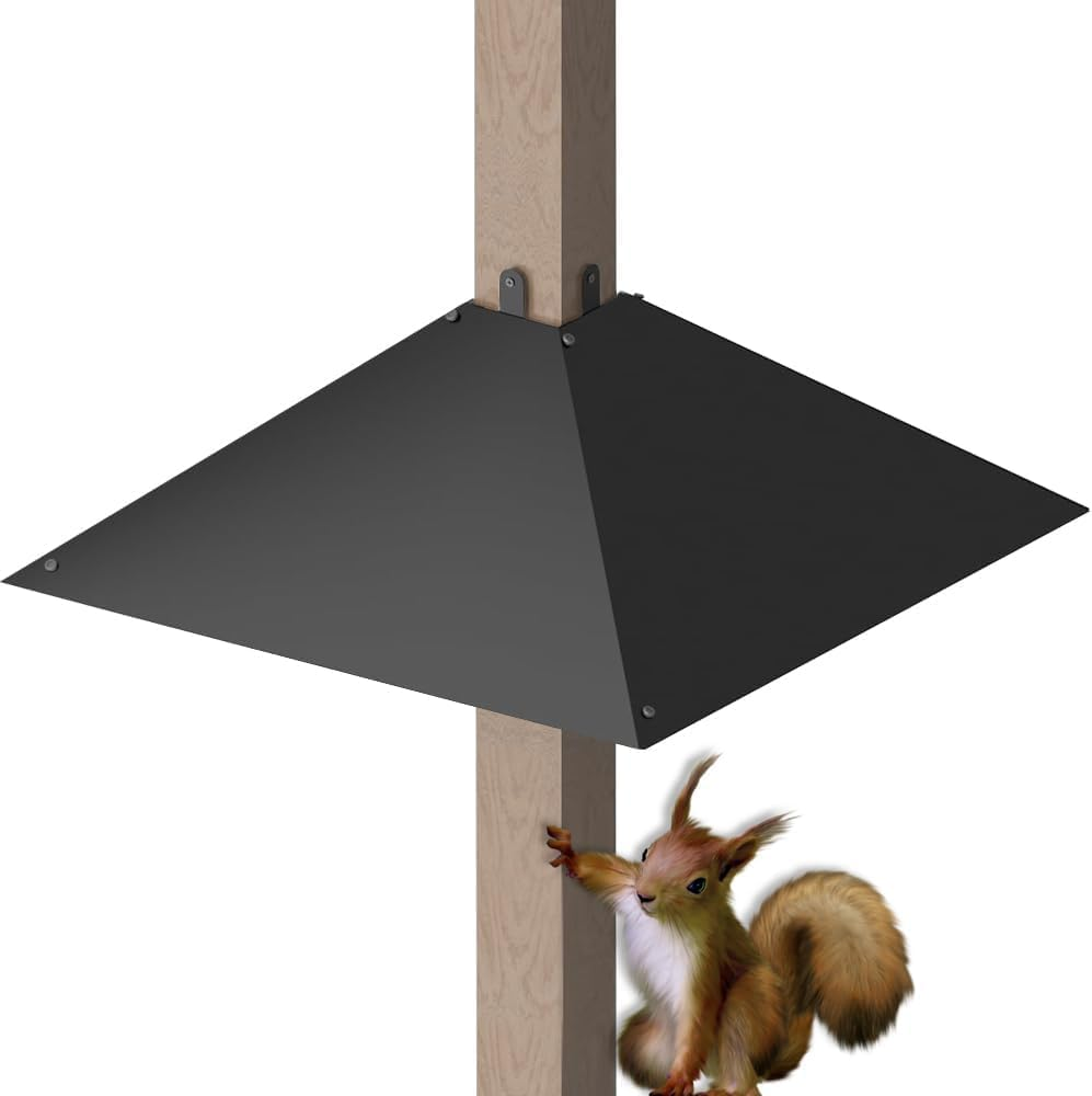 Metal Anti-Squirrel Baffle for 4X4 Post Suspension Mounting, 17-Inch Raccoon Proof Guard for Outdoor Wood Poles, Rodent Proof Suspension Guard Protects Bird Feeders and Pole Holders from Squirrels image number 2