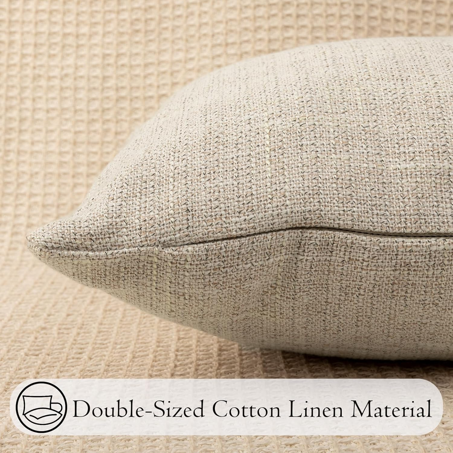 Joralion Natural Cotton Linen Throw Pillow Cover 12X24 Inch, Oatmeal Decorative Accent Pillowcase Farmhouse Cushion Case Home Decor for Couch Sofa Bed Living Room, Pack of 1 (Cover Only) image number 3