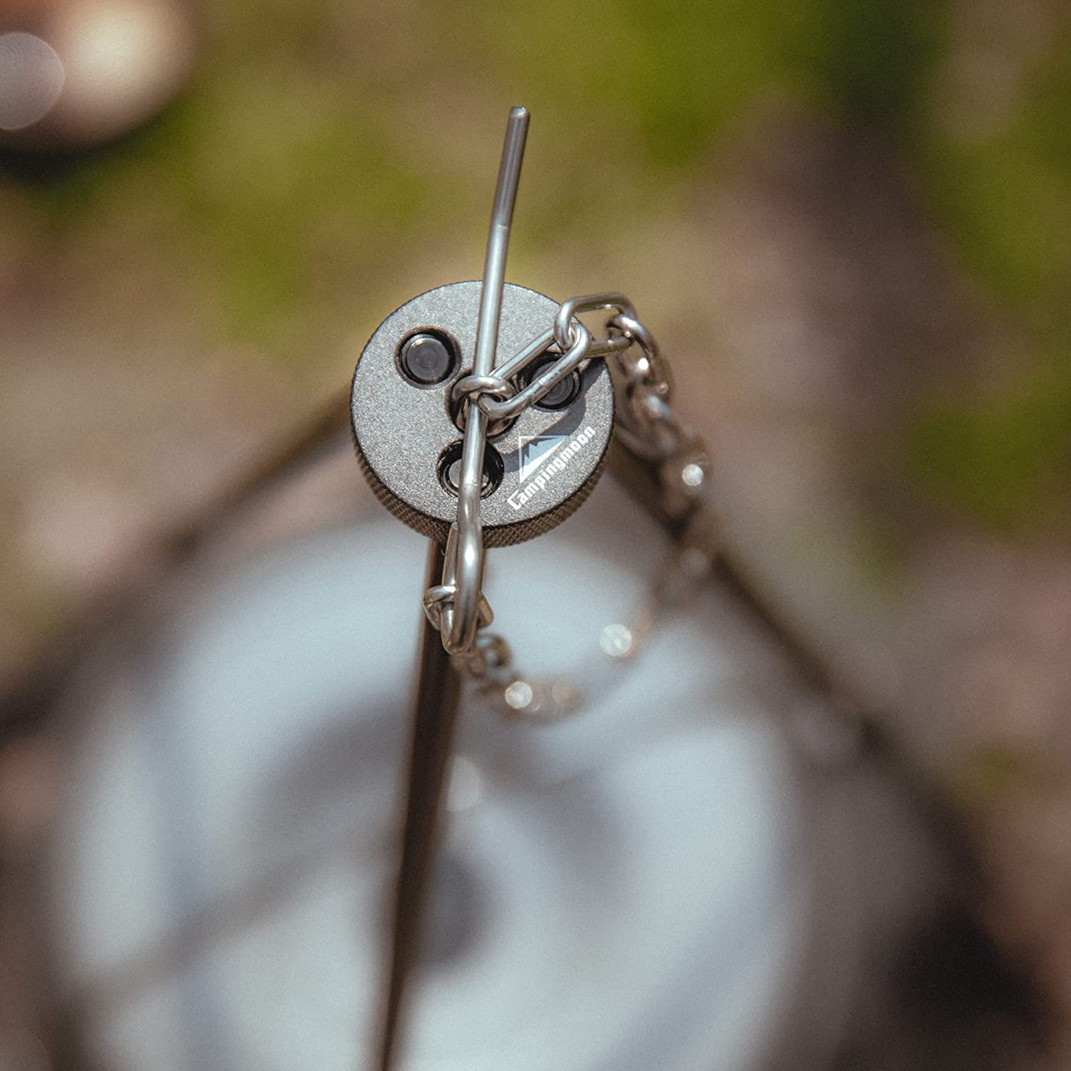 CAMPINGMOON Camping Campfire Tripod with Carrying Bag Portable Lightweight Aluminum 41.3-Inch Height Stainless Steel Chain image number 2