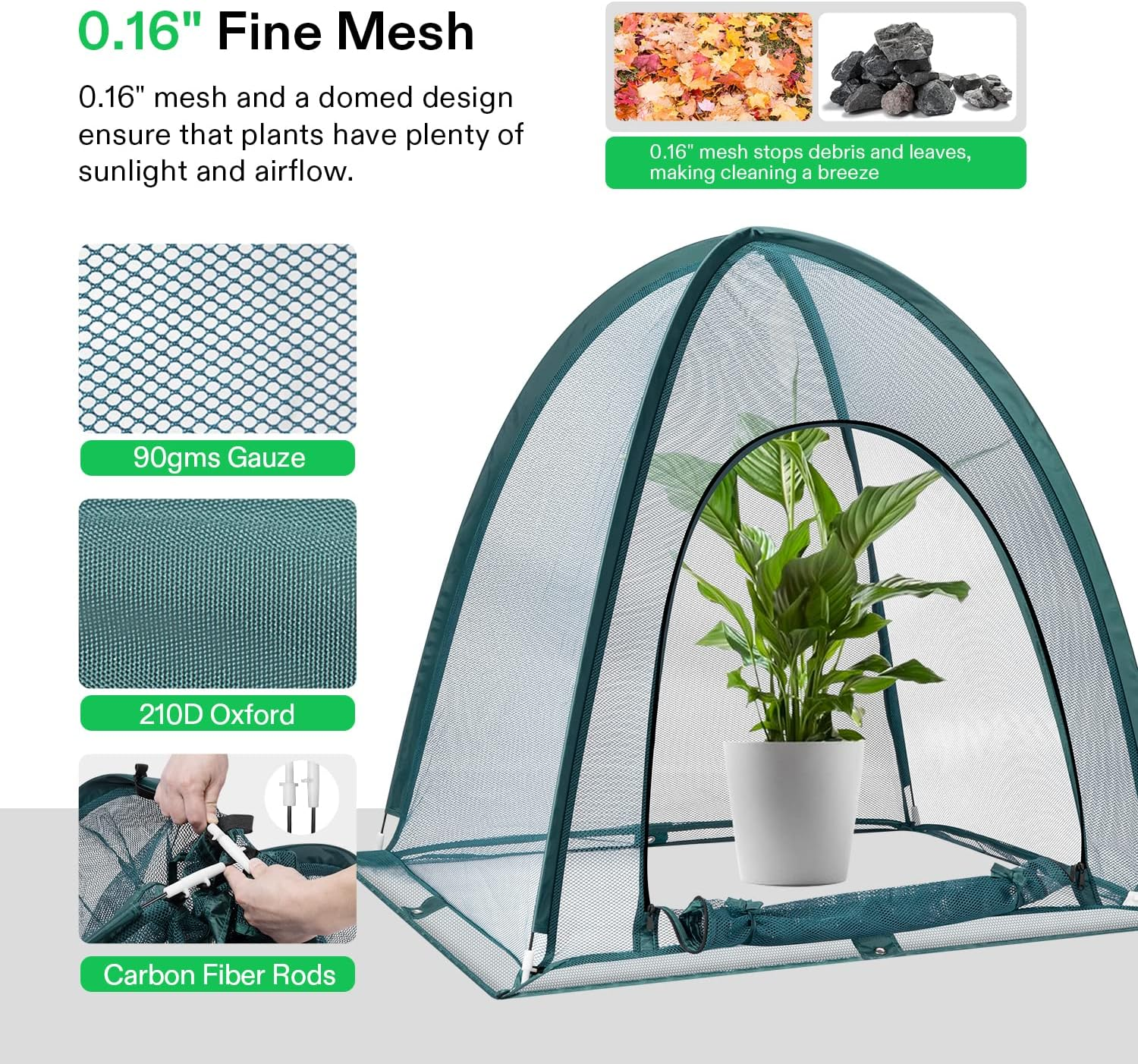 VIVOSUN Garden Netting Cover, 36 X 36 X 39 Inch Pop-Up Guard Cover with Zip Entry for Plants, Vegetables, Fruits, Outdoor Run and Enclosure for Small Animals, 2-Pack, Green image number 1