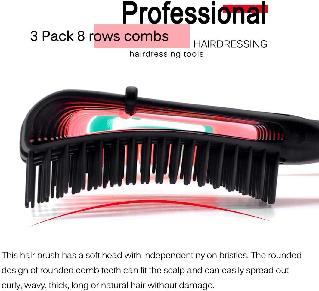 (2 Pcs, Pink-Black) - Detangling Brush for Afro America/African Hair Textured 3A to 4C Kinky Wavy/Curly/Coily/Wet/Dry/Oil/Thick/Long Hair, Knots Detangler Scalp Massage Comb Hair Detangler for Women (2 Pcs, Pink-Black) image number 5