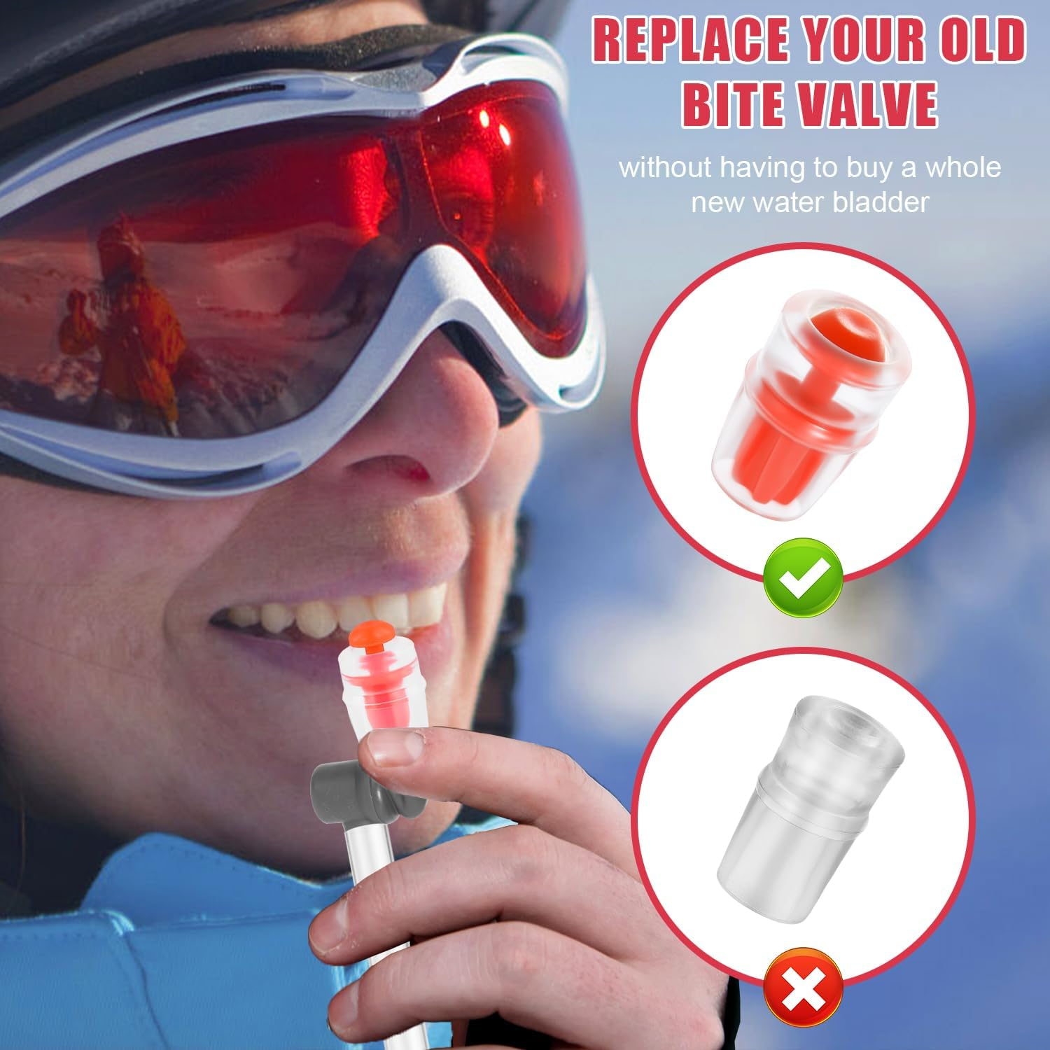 PEUTIER 6Pcs Bite Valve Replacement Sheath for Osprey, Silicone Hydration Pack Bite Valve Replacement Nozzle Mouthpiece for Hydration Pack System image number 2