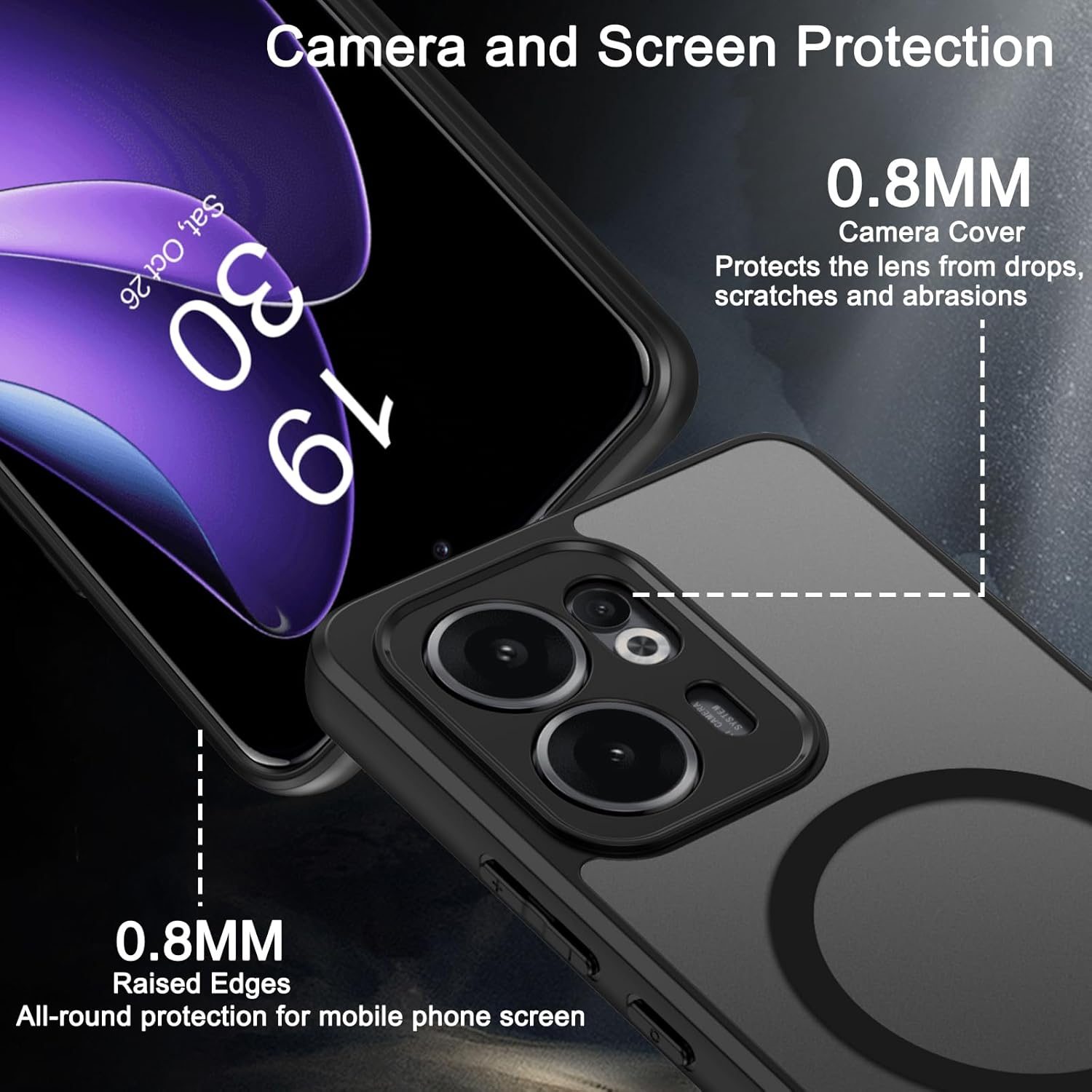 BENTOBEN for OPPO Reno 13 F 4G/5G Case, Magnetic Skin-Friendly Touch Slim Matte Phone Cases Supports Wireless Charging, Frosted Shockproof Full Body Protective Cover for OPPO Reno 13F 6.67 Inch, Black image number 4