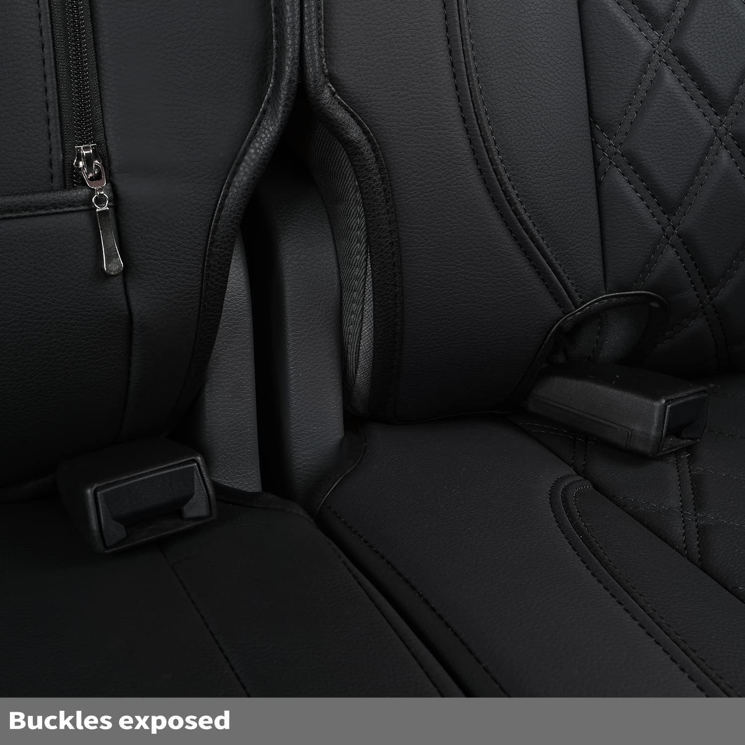 Feelit Fit Ram 1500 2019 2020 2021 2022 2023 2024 2025 2026 Crew Cab Back Bench Seat Covers Waterproof, Custom Fit Ram 4/6 Split Rear Flat Seats with Unremovable Middle Headrest (01-Rear) image number 1