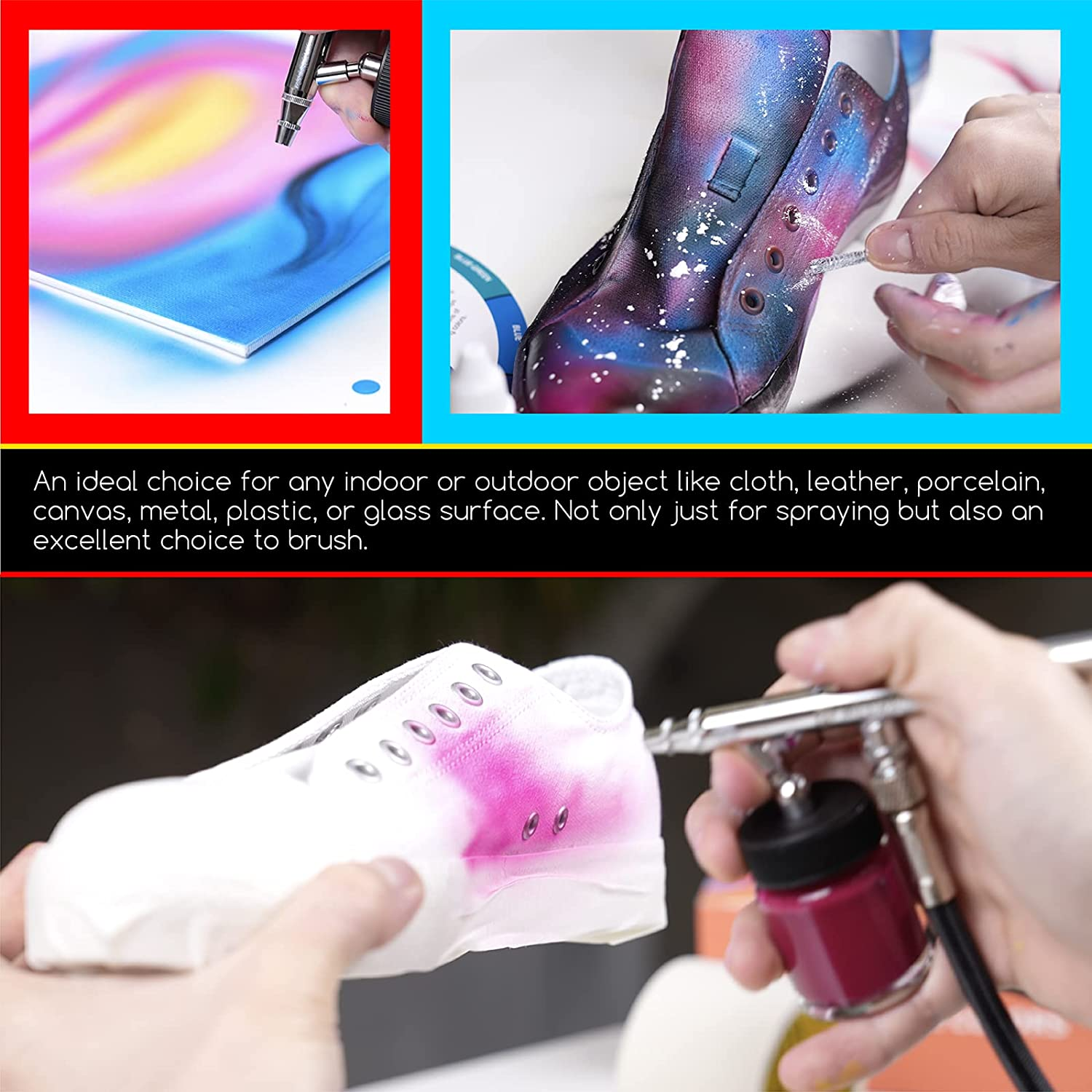 MEEDEN Acrylic Airbrush Paint for Model: Air Brush Spray Paint Set Including Fluorescent and Metallic Colors - 60 Colours X 30Ml