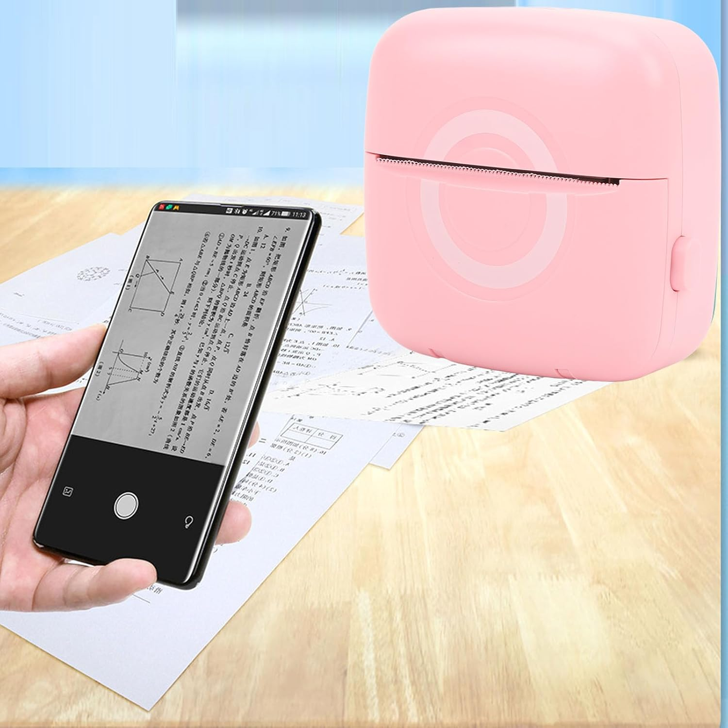 Pocket Thermal Printer, Portable Bluetooth Wireless Label Printer with APP (For Ios & Android) for Notes Journal Memo Photo Study for Kids Students (Pink) image number 3