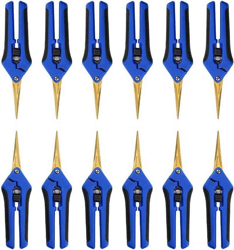 HOMEANING 1-Pack Garden Pruning Shears with Curved Blades Trimming Scissors, Gardening Hand Pruning Snips Titanium Coated Precision Bonsai Pruning Shears, Convenient and Efficient Flower Cutters(Blue)