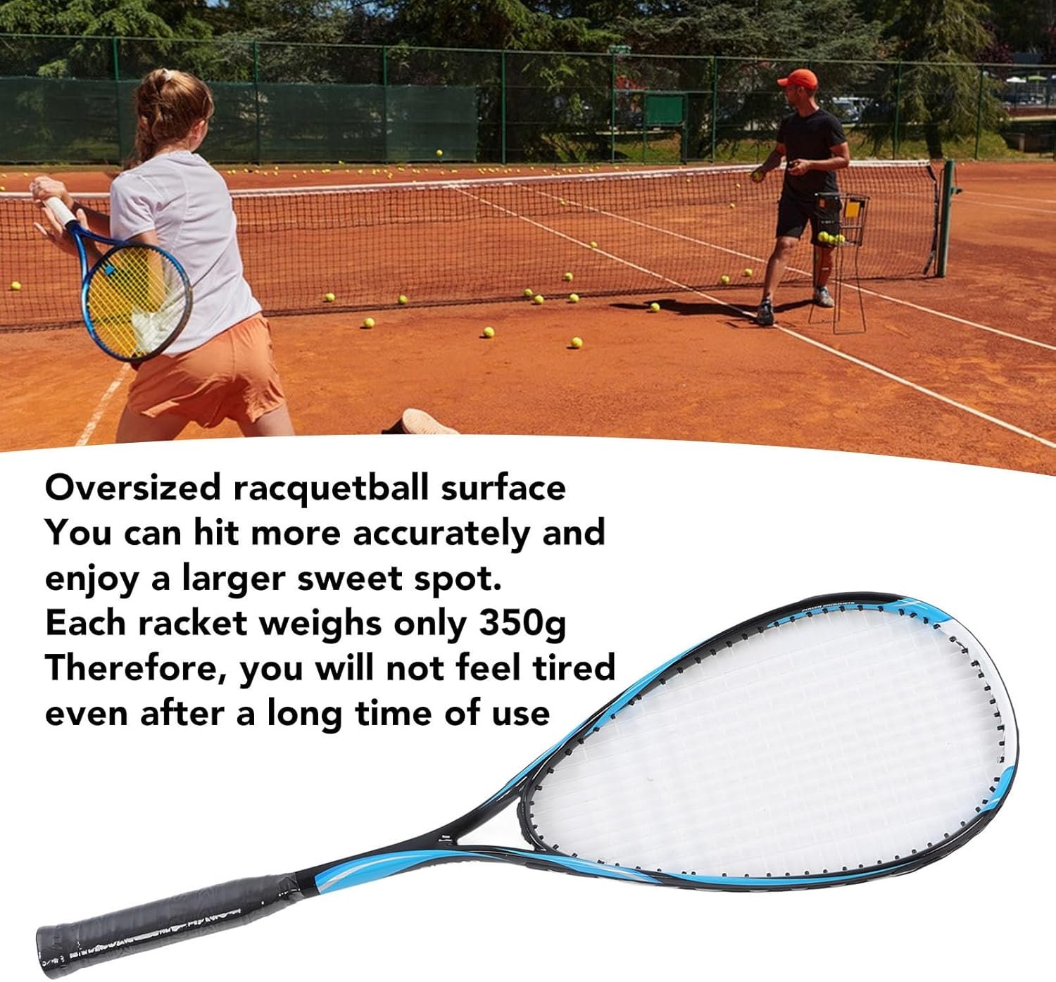 Squash Racket, Lightweight Squash Racquet, Large Racquet Face Shock Proof Squash Racquet Pack for Adult, Hit More Accurately, Squash Court Pack image number 1