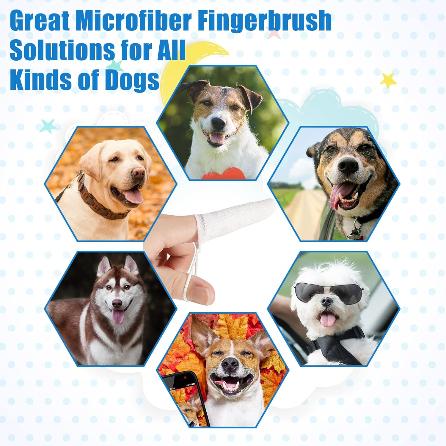 20 Pieces Microfiber Fingerbrush for Dogs Safety Loop Dog Finger Toothbrush Microfiber Finger Brush for Dogs Teeth Washable Soft Finger Toothbrush Dog Cat Teeth Cleaning Remove Plaque and Tartar image number 3
