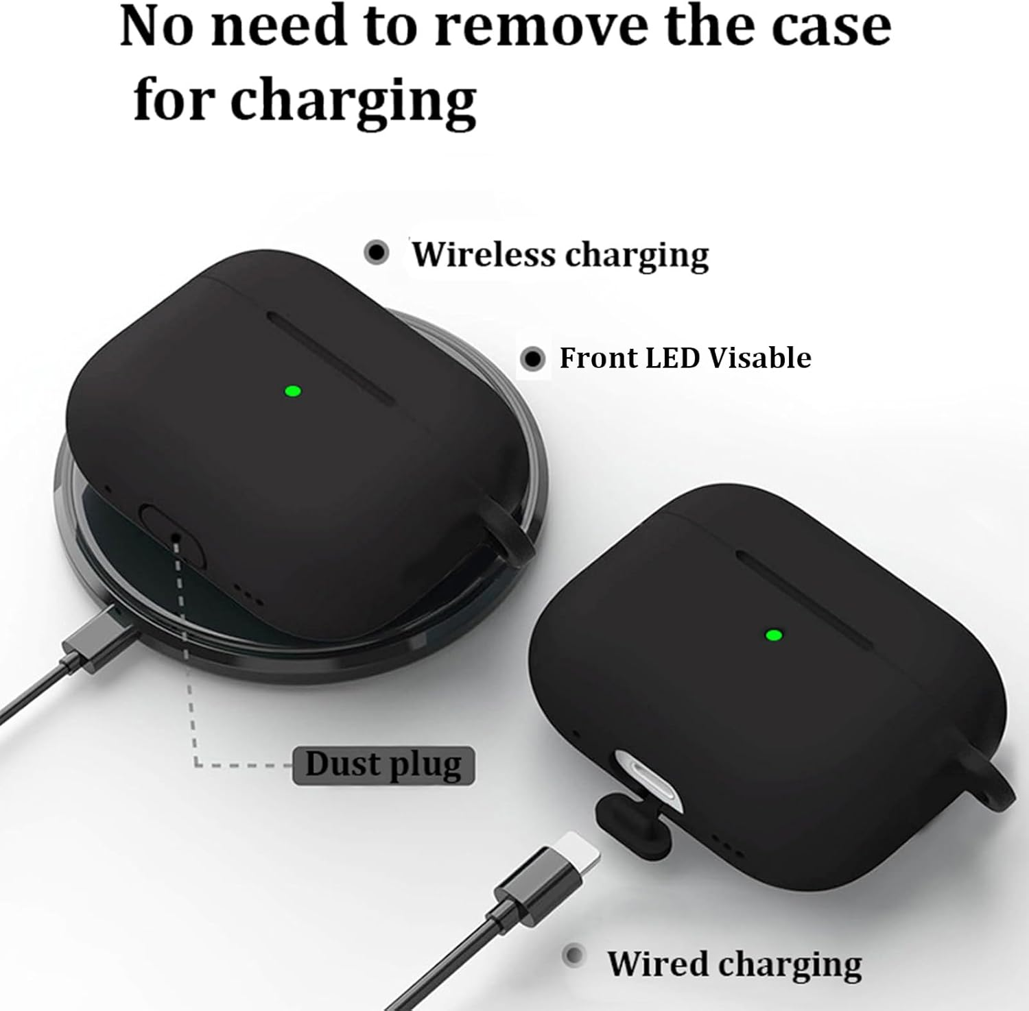 MOIHSING for Airpods Pro 3 Case, Soft Silicone Protective Skin Cover Compatible with Airpods Pro Case 3Rd Generation (2025), Compatible Magsafe, Full Drop Protection Cover with Lanyard, Purple - Black image number 5