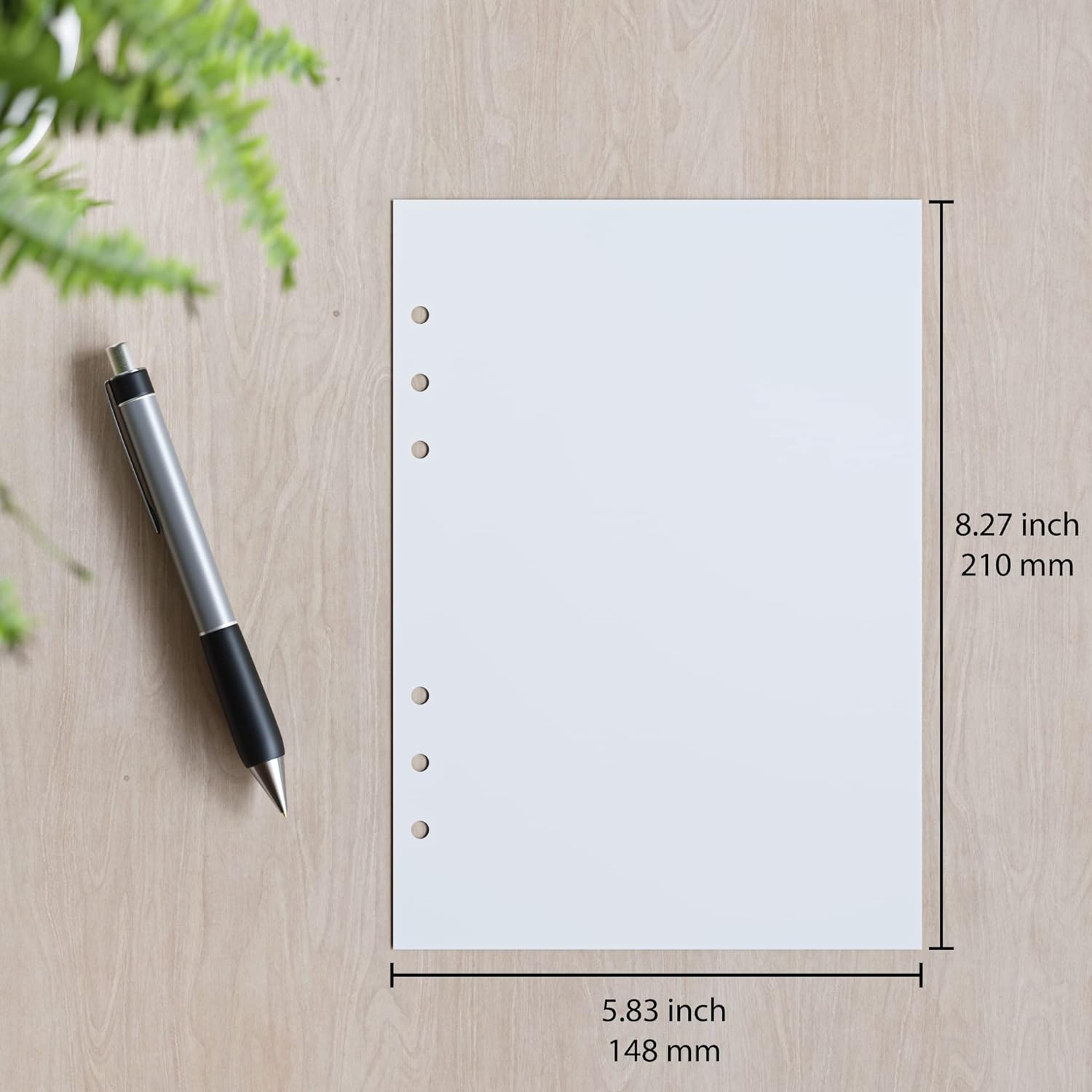 A5 Blank Paper - 250 Sheets - 6 Hole Punched for Filofax, A5 Planners, Organizers, and Binders - 100 GSM (24 Lb.) - 148Mm X 210Mm (5.83" X 8.27") image number 2