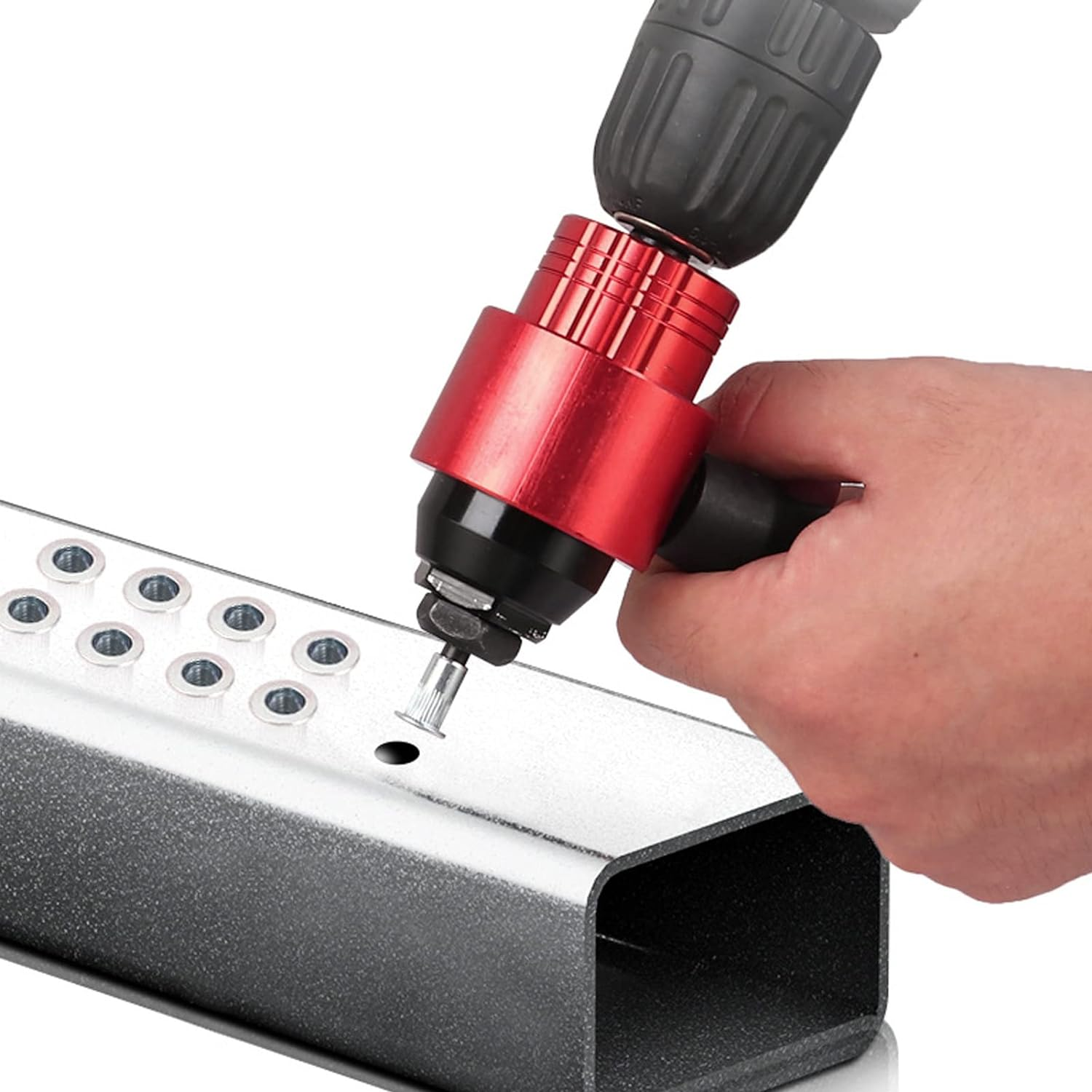 Nut Gun Adapter, 5 Nuts Rivet Gun Adapter Kit with Storage Box, Manual Automatic Nut Gun Adapter Rivet Nut Drill Adapter Kit, Type Riveting Insert Nut Hand Tool image number 5