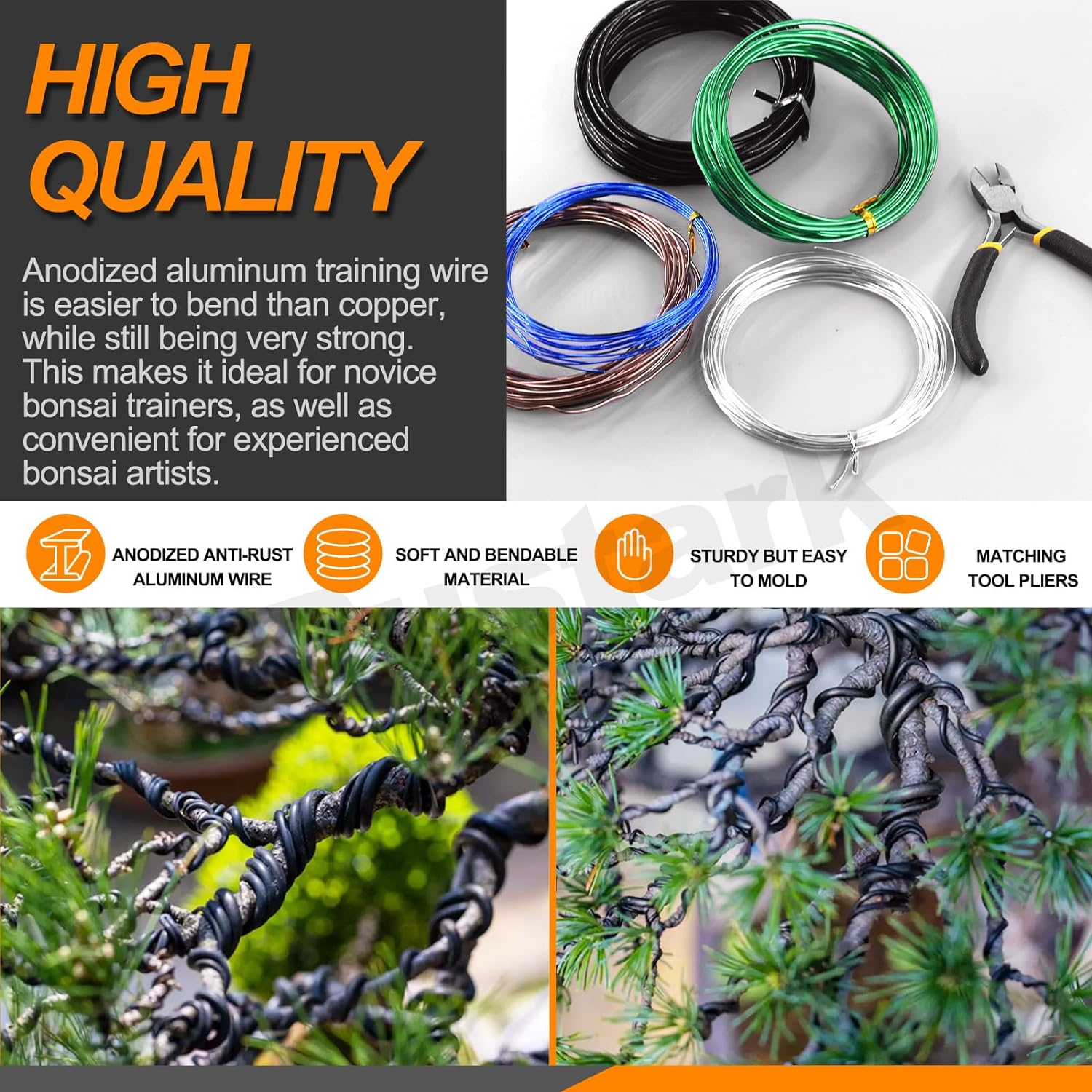 6Pcs 5 Colors Bonsai Training Wire with Wire Cutter Kit, Anodized Aluminum Bonsai Wire Tools for Holding Bonsai Plant Branches Small Trunks - 82 Feet 0.8MM 1.0MM 1.5MM 2.0MM 3.0MM image number 4