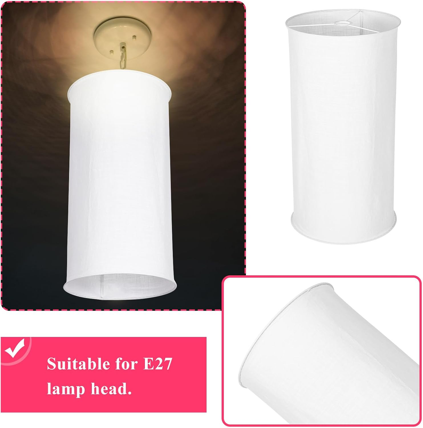 GALPADA White 35Cm Fabric Folding Pendant Lamp Shade E27 Hanging Lampshade for Table and Lamps in Modern Home Lighting image number 2