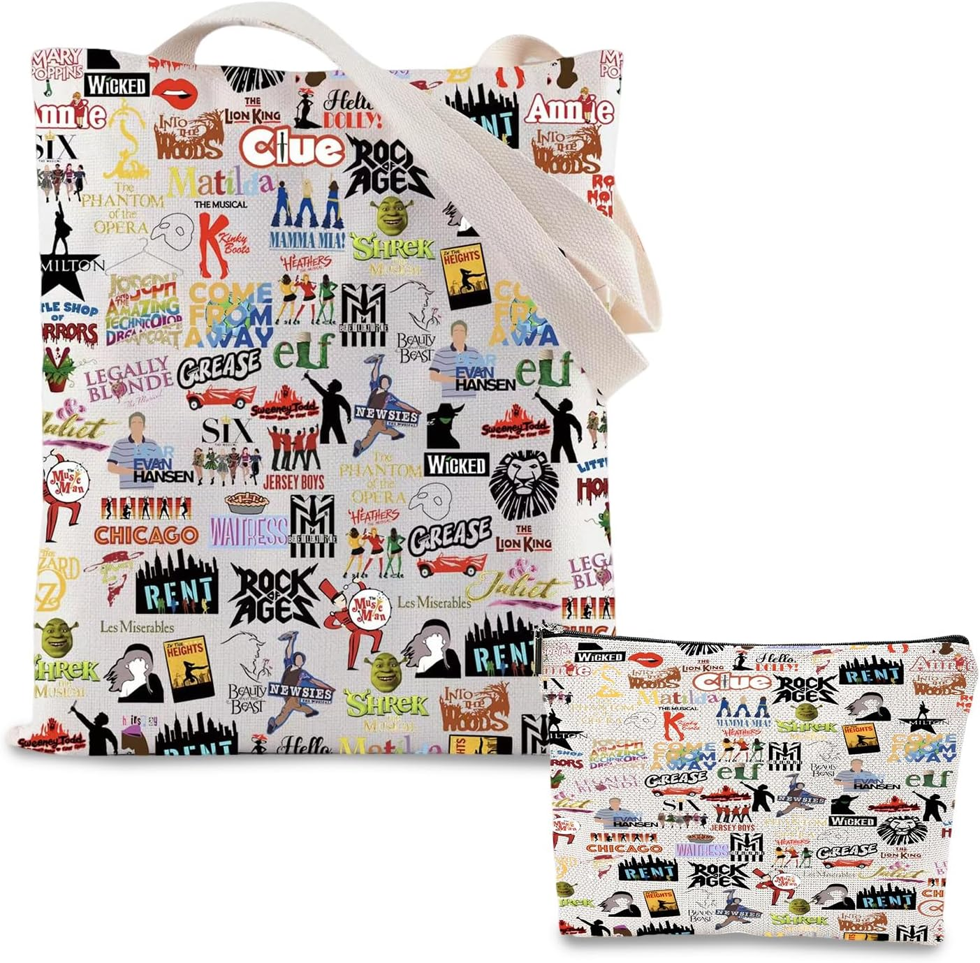 Onperpoe Theatre Tote Bag and Makeup Bag, Broadway Musical Theatre Gifts, Reusable Musical Bags Musicals Theater Lover Gifts image number 4