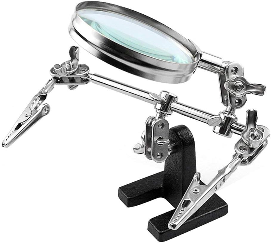 Helping Hands Magnifier Stand with Dual Alligator Clips Adjustable &ndash; FEITA 5X Magnifying Glass Perfect for Soldering, Crafting, Hobby, Micro Objects image number 2