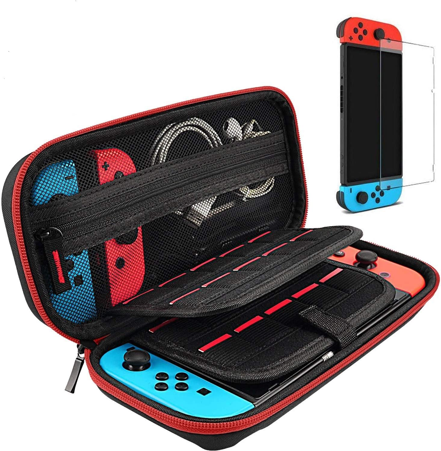 Daydayup Hestia Goods Switch Case and Tempered Glass Screen Protector for Nintendo Switch - Deluxe Hard Shell Travel Carrying Case, Pouch Case for Nintendo Switch Console & Accessories, Streak Red image number 4