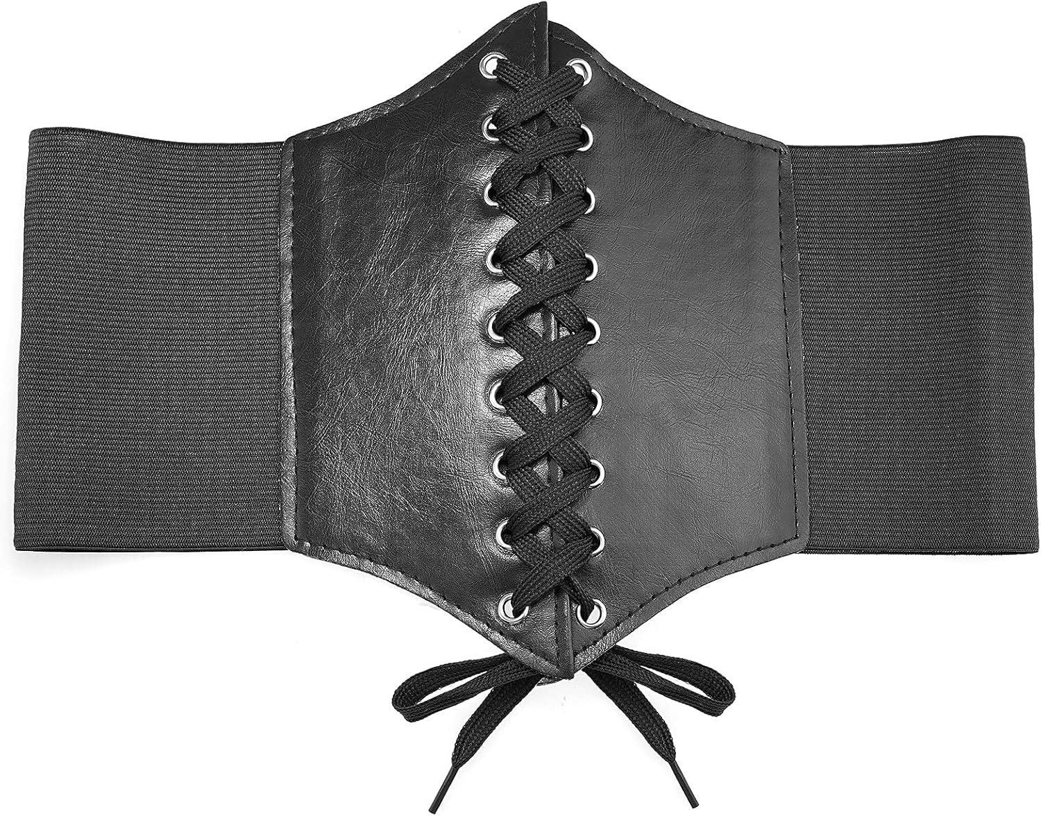 Corset Belts for Women, Wide Elastic Tied Leather Waspie Waist Belt for Girls Dresses image number 6