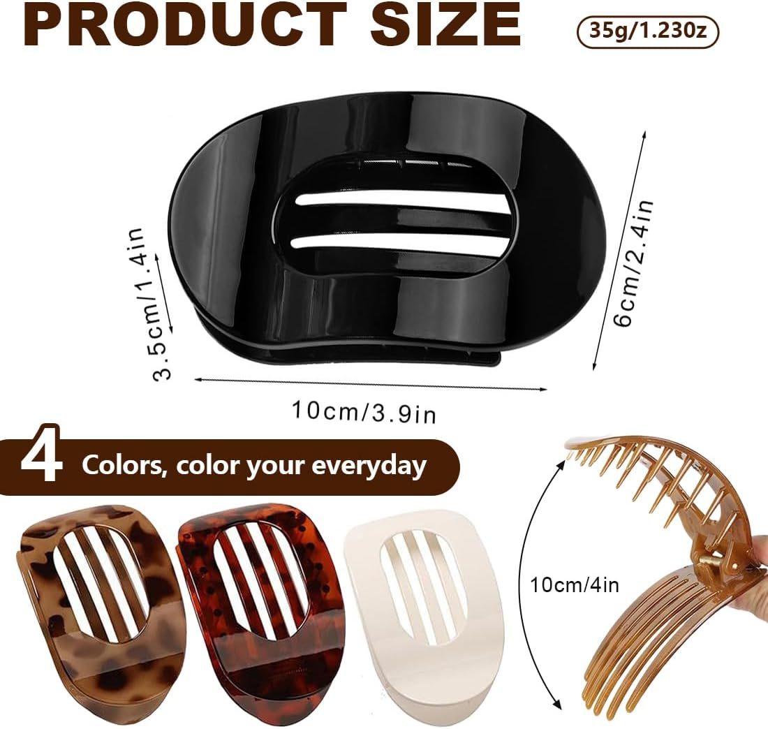 IKOPFLN Pack of 4 Hair Clips for Women, Hair Clips Women, French Hair Clips, Women, Flat Secure Hold Inner Teeth Hair Claws, Gift Hair Accessories for Women image number 6