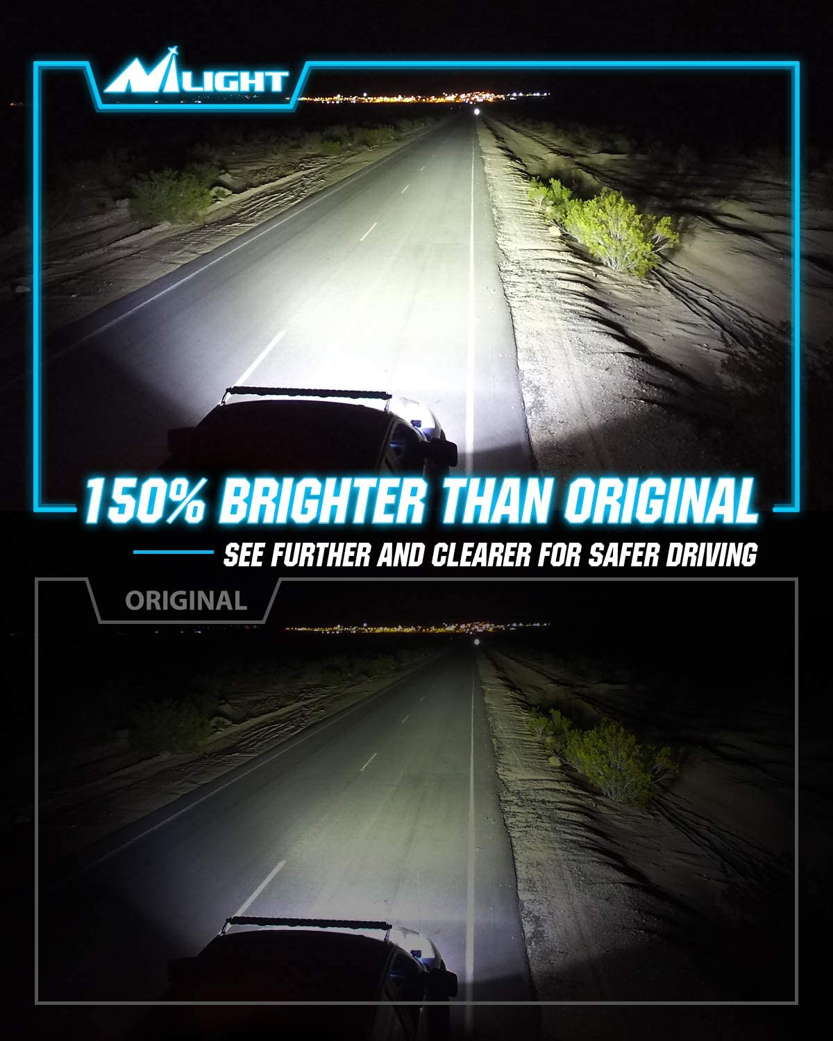 Nilight D2S HID Bulbs, 6000K Diamond White Xenon Replacement D2S HID Headlight Bulb,350% Lighting Distance Super Bright High for 12V Cars, IP67 Design with Metal Stents Base image number 2