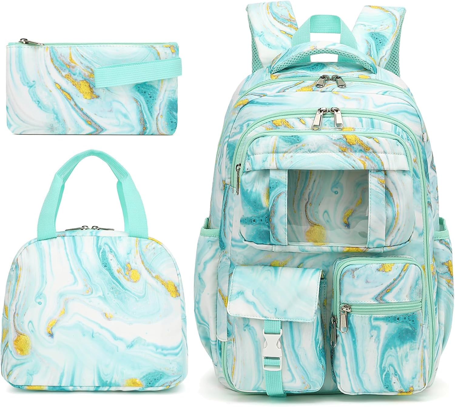 Girls School Backpack Set - Teens Kids School Bag Bookbag with Lunch Box Pencil Case for Elementary Middle School