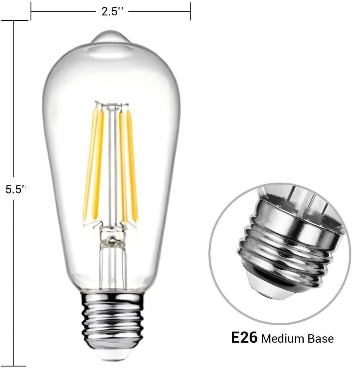 12V LED Edison Light Bulbs Low Voltage - Warm Light 6W E27 Standard Base 60W Equivalent - DC Bulb for RV, Solar Panel Project, Boat, Garden Landscape, Off-Grid Lighting, Pack of 6 image number 2