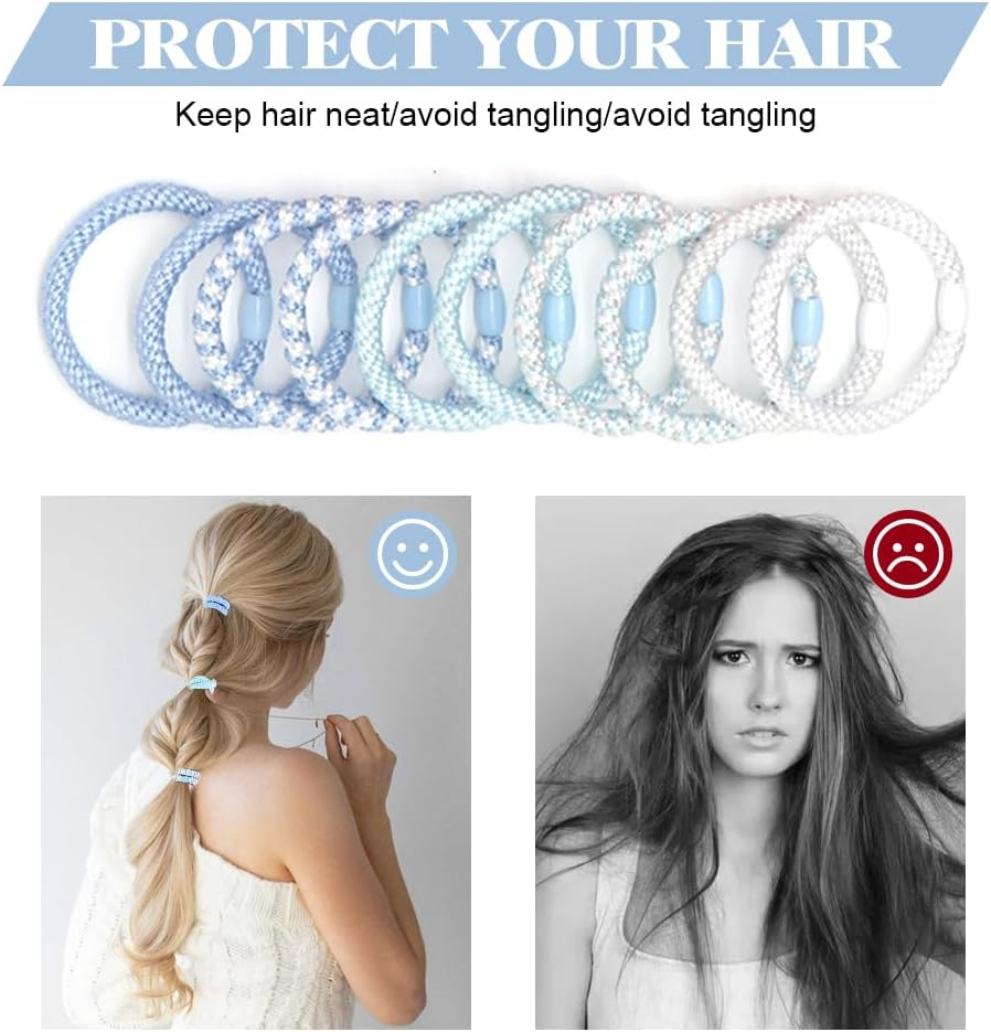 HMCEY Pack of 10 Women'S Hair Bobbles Scrunchies Colourful Tie Hair Elastics Ponytail Holder Hair Bands Multicoloured Suitable for All Hairstyles image number 3