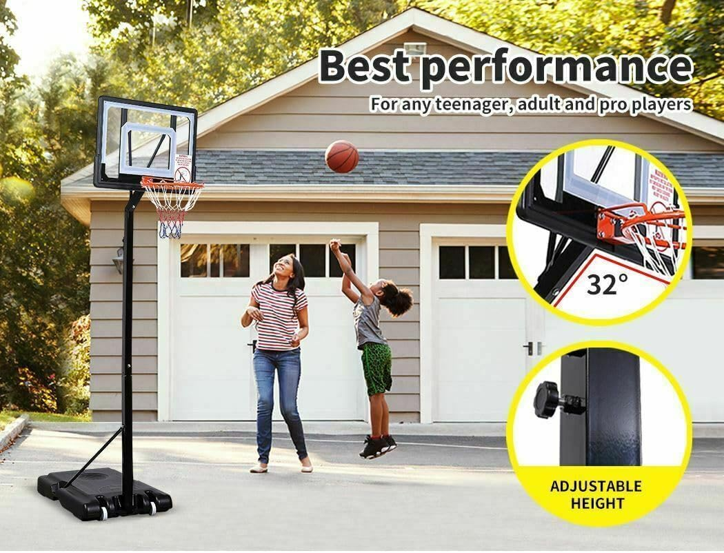 GROZY Portable Basketball Hoop Stand System 2.1M Height Adjustable Net Ring 38" Frame,Basketball Frame Net Set Professional Outdoor Basketball Stand with Wheels for Adults Adjustable High 1.55M-2.1M image number 5