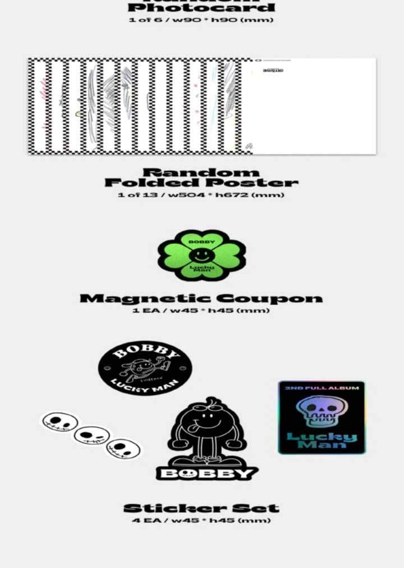 Ikon Bobby Lucky Man 2Nd Full Album B Version Cd+Folding Poster on Pack+80P Photobook+32P DIY Book+4P Sticker+1P Photocard+Magnetic Coupon+4P Post+Lenticular+Message Card Set+Tracking image number 5