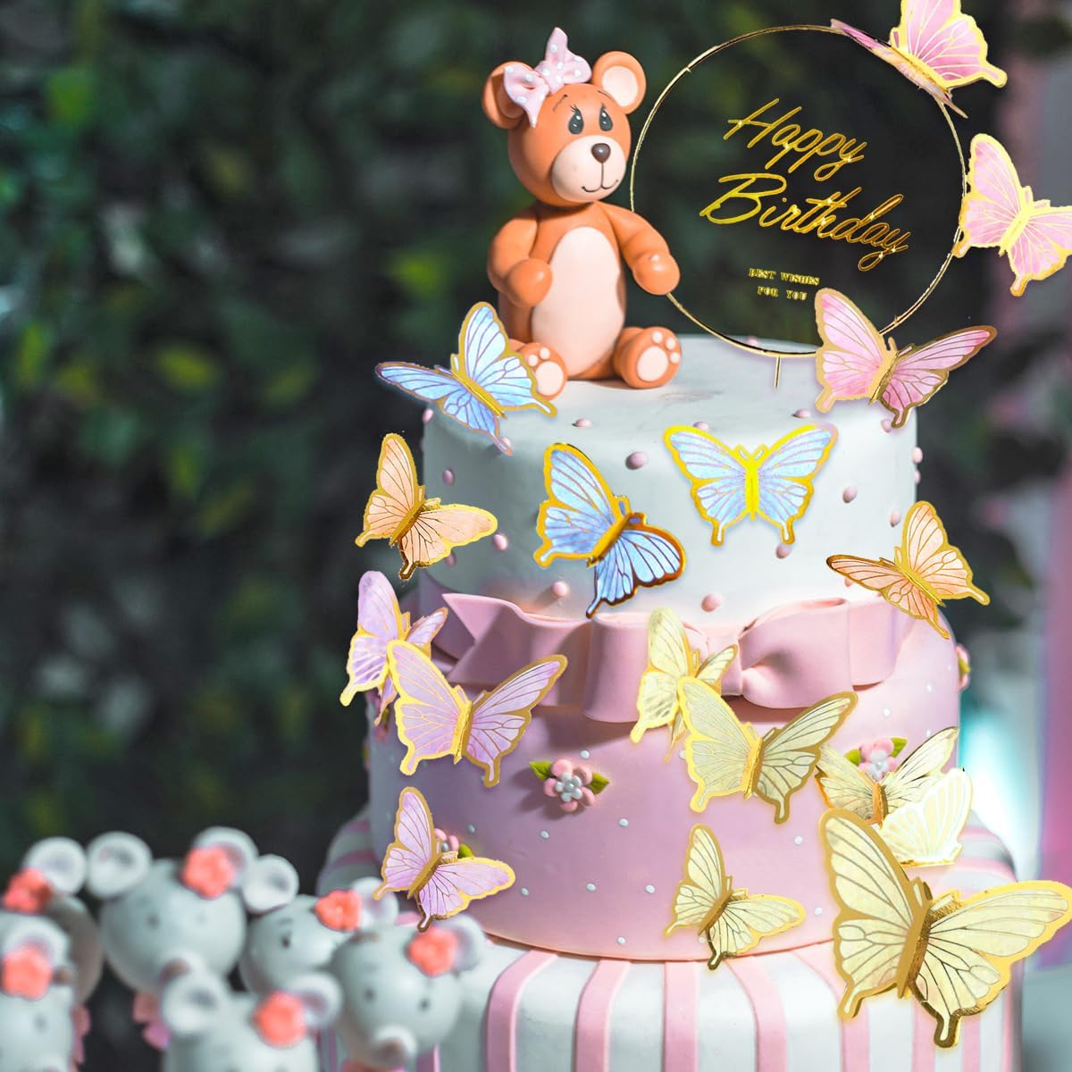 Butterfly Decorations for Cakes 22PCS Butterflies Cake Topper Happy Birthday 3D Cupcake Toppers Pink Purple Wall Decor Party Baby Shower Women Girls image number 6