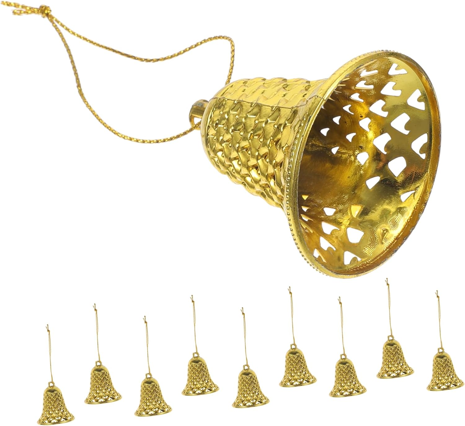 12Pcs Christmas Tree Hanging Bell Ornaments Decorative Props for Theme Parties Weddings Year Decor Eye-Catching Pendant Decor for Bookshelves Shelves and Cars