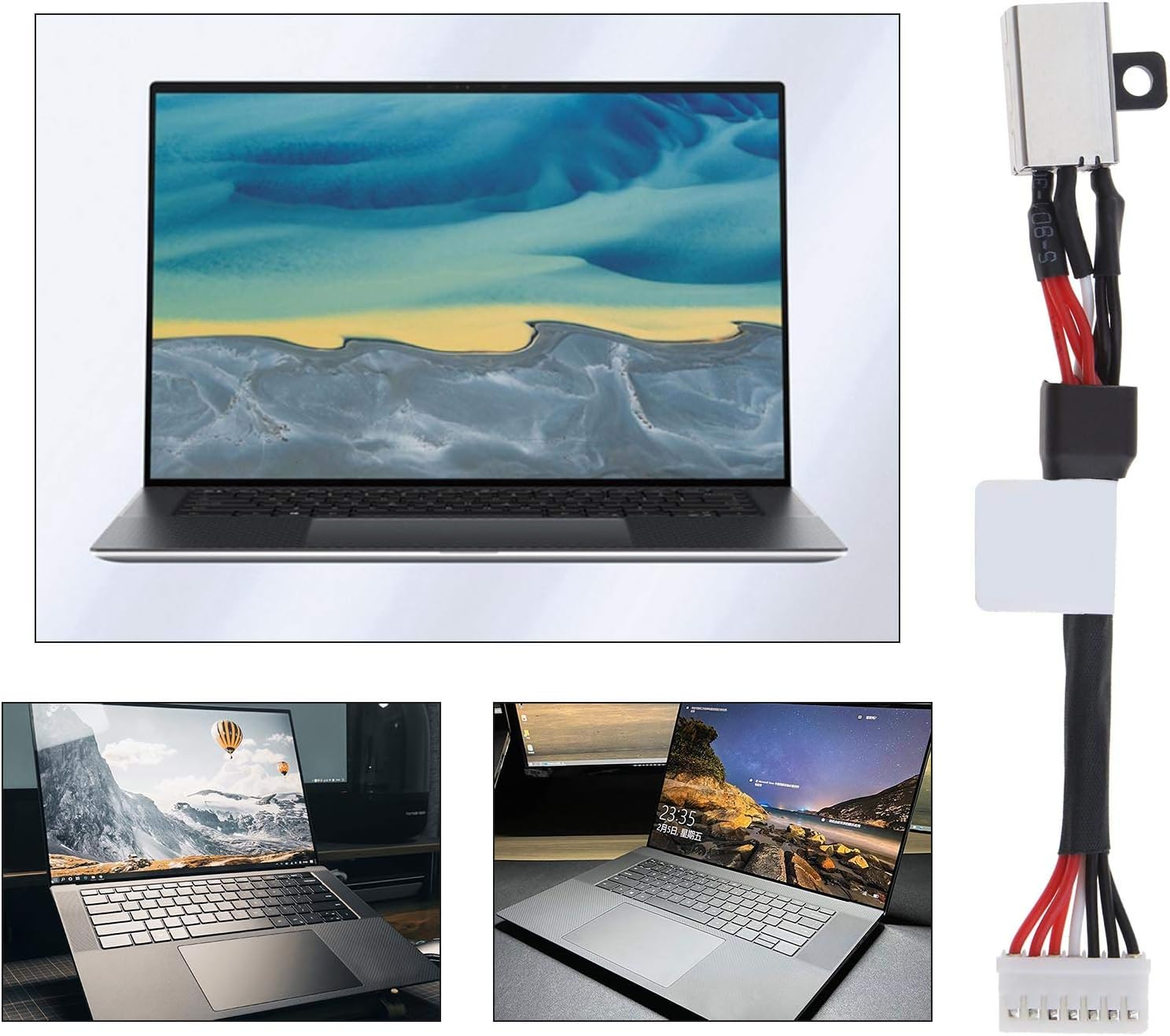 Emsea Notebook DC Power Interface Charging Port Jack Socket Connector Harness Wire Cable Compatible with Dell XPS 15 9550 9560 DC30100X300 P56F image number 2