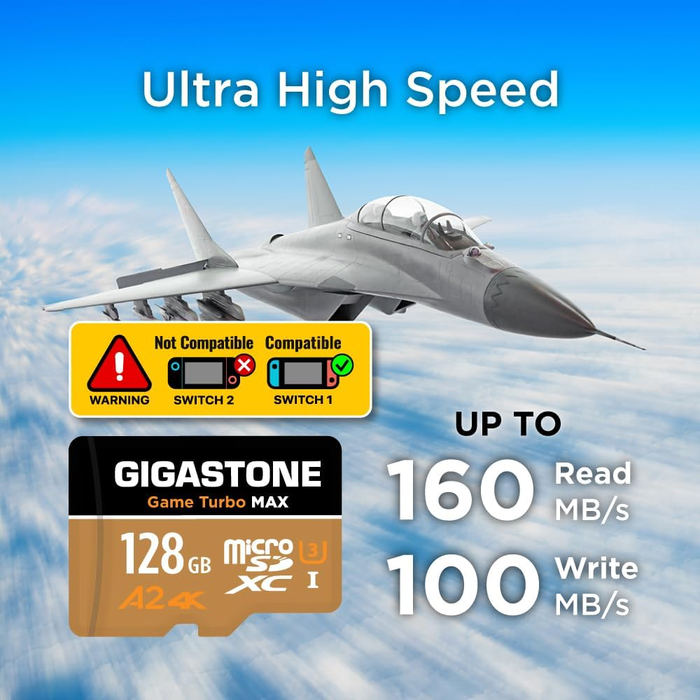 [5-Yrs Free Data Recovery] GIGASTONE 128GB Micro SD Card, 4K Game Turbo MAX, Microsdxc Memory Card for Nintendo-Switch, Read/Write 160/100 Mb/S, DJI, Gopro, Action Camera, A2 4K UHS-I U3 C10 image number 6