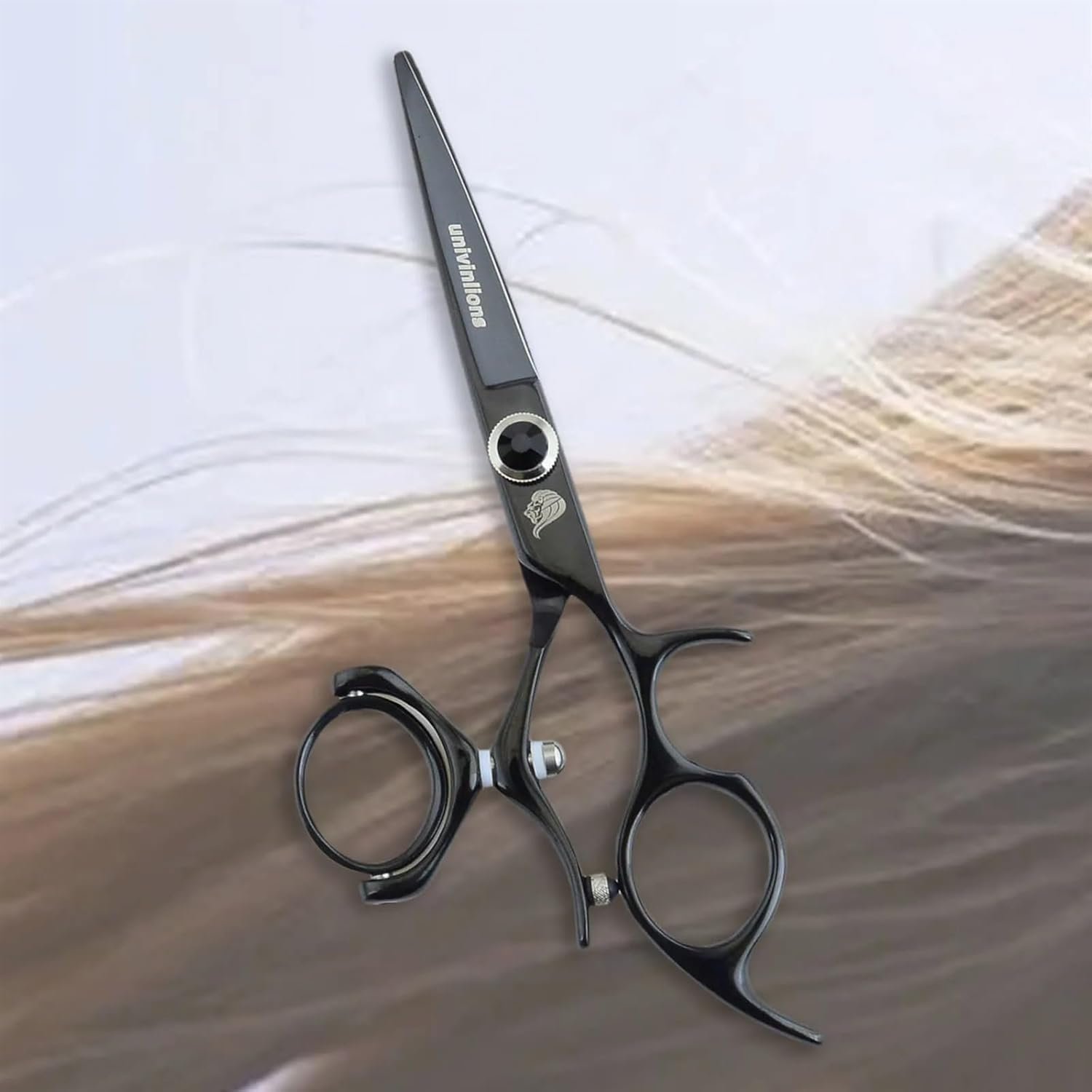 5.5" Swivel Thumb Hair Cutting Shears Japanese Hairdressing Scissors Flying Shears Rotary Hair Cutting Scissors Rotating Straight Clippers Finishing Trimmers image number 2