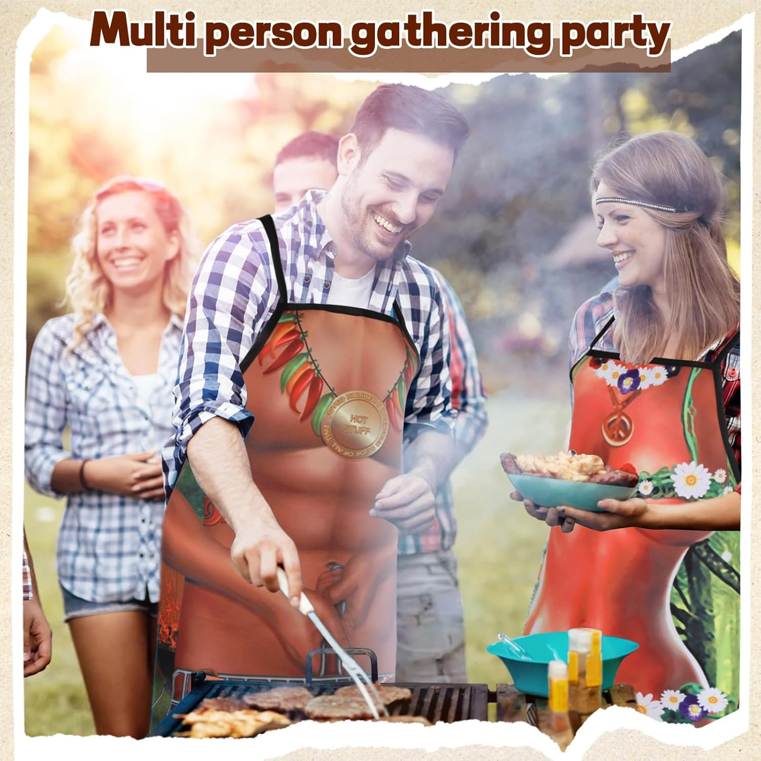 Funny BBQ Apron for Men and Women - Adjustable Kitchen, Oktoberfest, Work, Painting, Couples Cooking, Gardening Apron, Style 3, 60 X 74 Cm image number 5