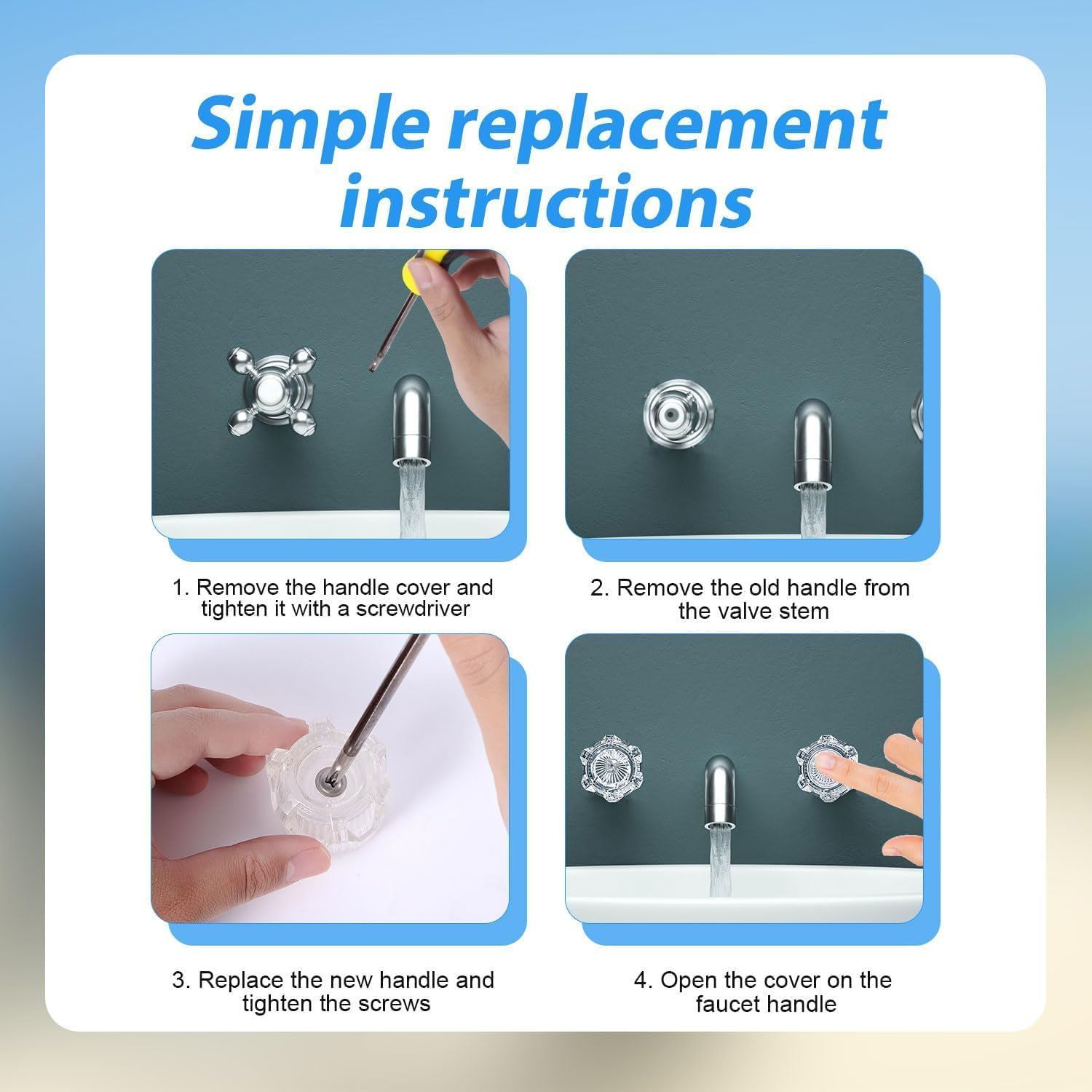 Clear Acrylic Shower Handles, 2Pcs Hot and Cold Bathtub Knobs Shower Faucet Handle,Clear Acrylic Bathtub Faucet Knobs,Acrylic Bath Tub Knob Faucet Handles for Shower and Tub image number 3