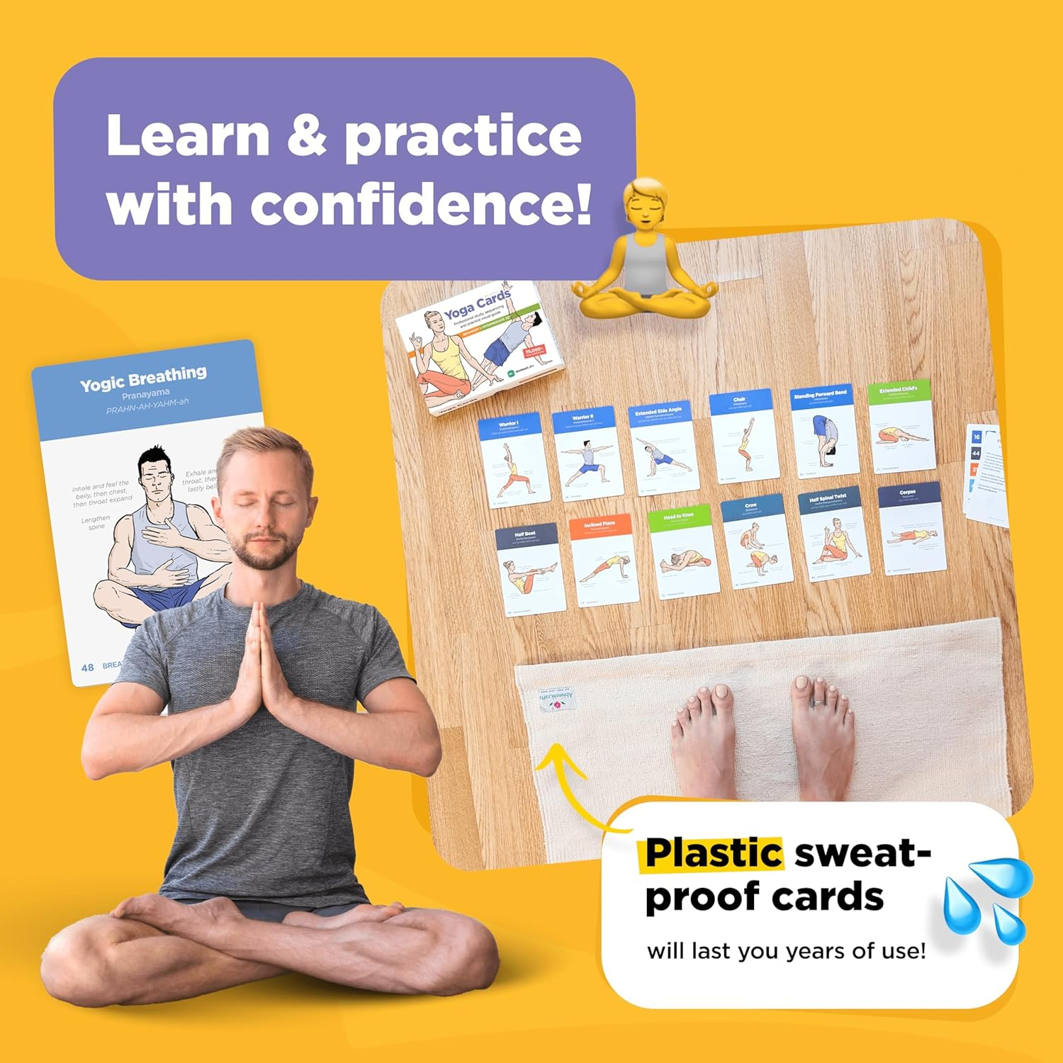 Yoga Cards I & II - Complete Set: Professional Study, Class Sequencing & Practice Guide &middot; Plastic Sanskrit Flash Cards/Deck for Women and Men image number 4